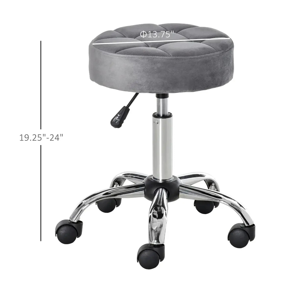 Height adjustable office rolling stool with velvet feel cushioned seat by Platinum-Level Office Chairs, perfect for ergonomic workspace comfort.