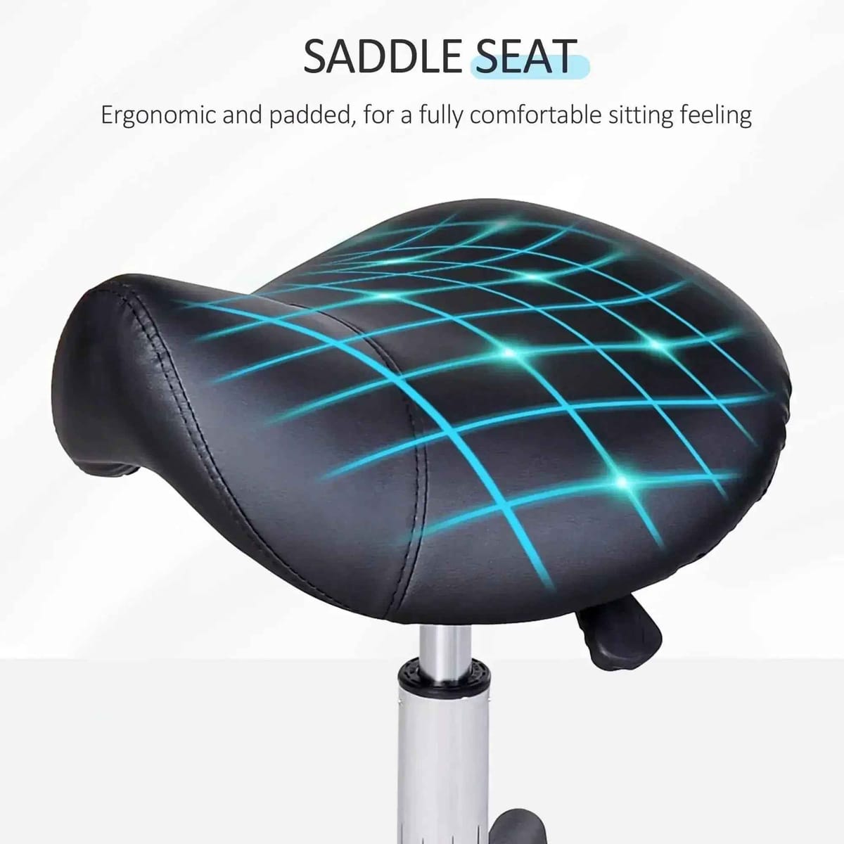 Ergonomic Rolling Saddle Stool with Swivel and Adjustable Height for - Platinum-Level Office Chairs
