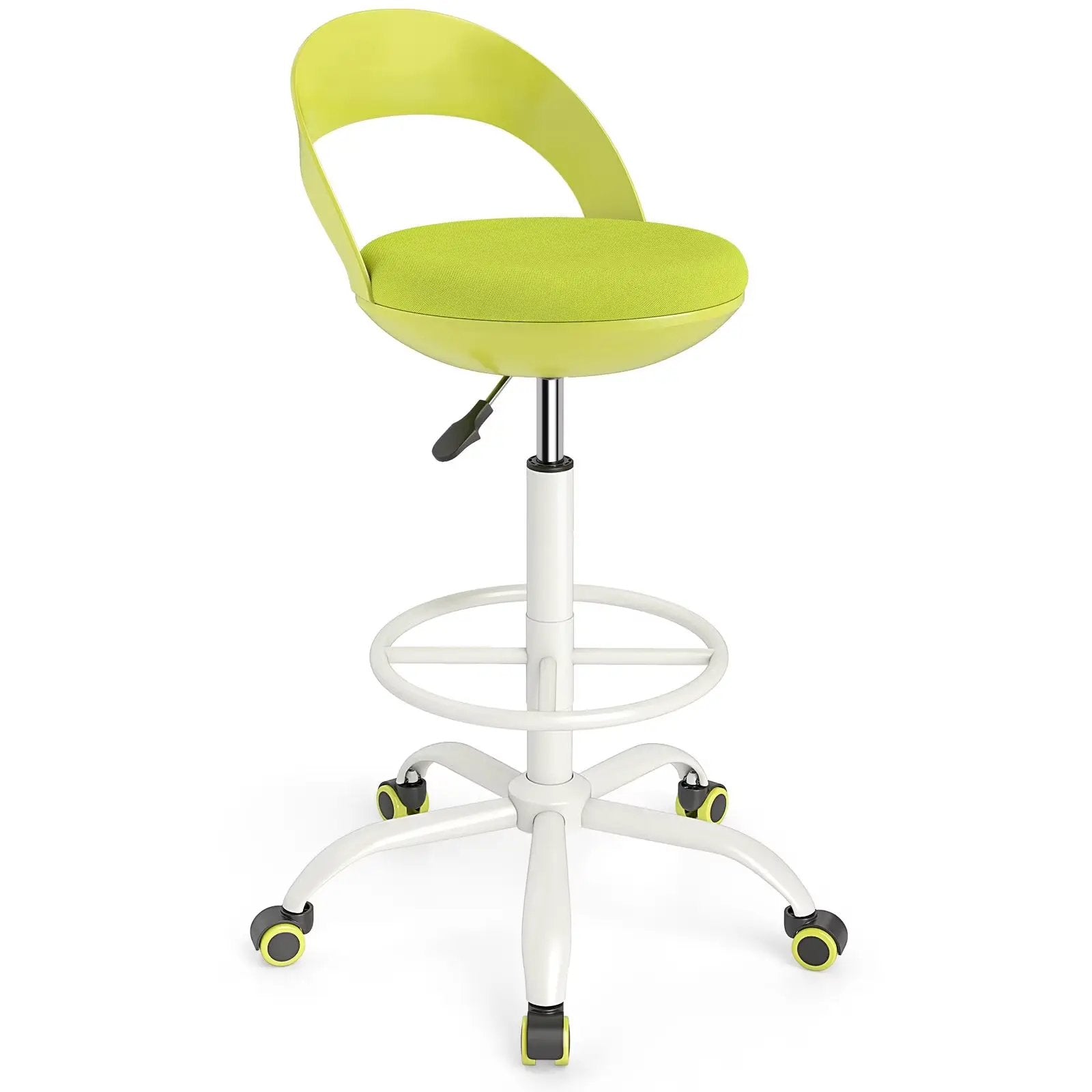 Platinum-Level Office Chairs ergonomic drafting stool with adjustable height, swivel, footrest, suited for artists and office work.