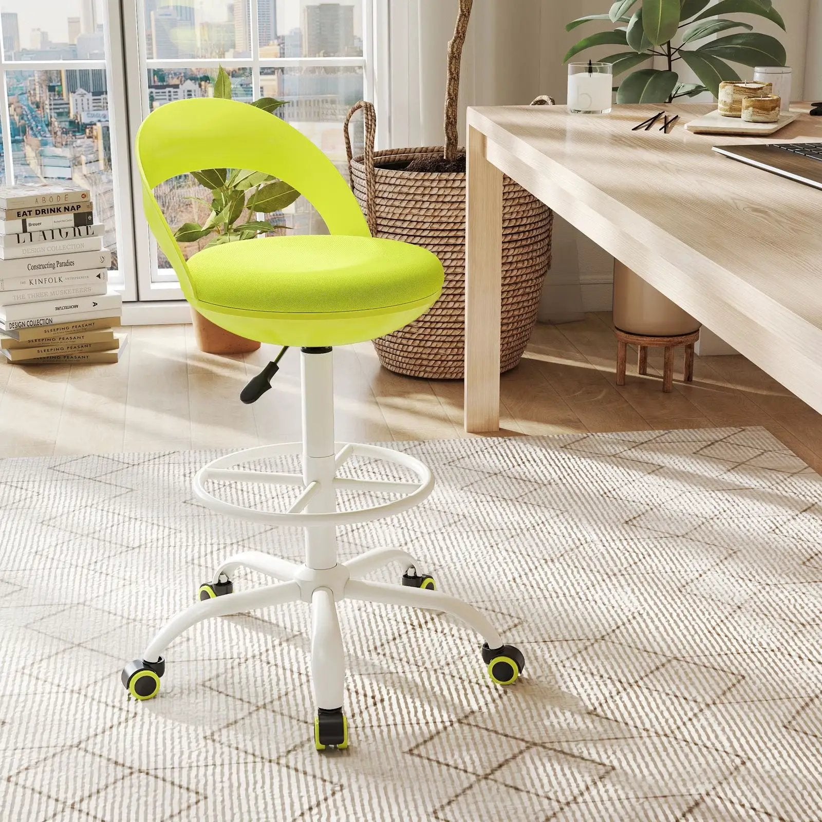 Ergonomic drafting stool by Platinum-Level Office Chairs with adjustable height, swivel, footrest, and tall desk chair design for artists.