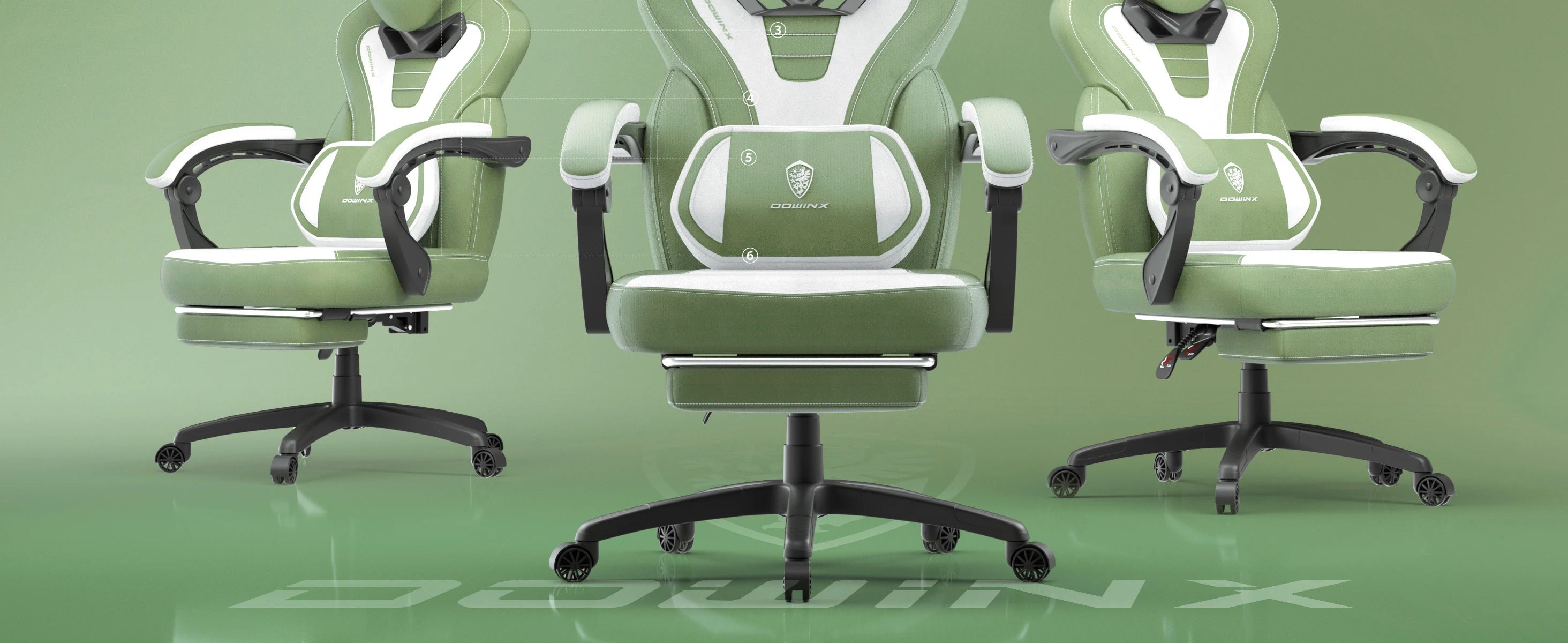 Dowinx Fabric Gaming Chair with Footrest for Big and Tall Gamers - Platinum-Level Office Chairs