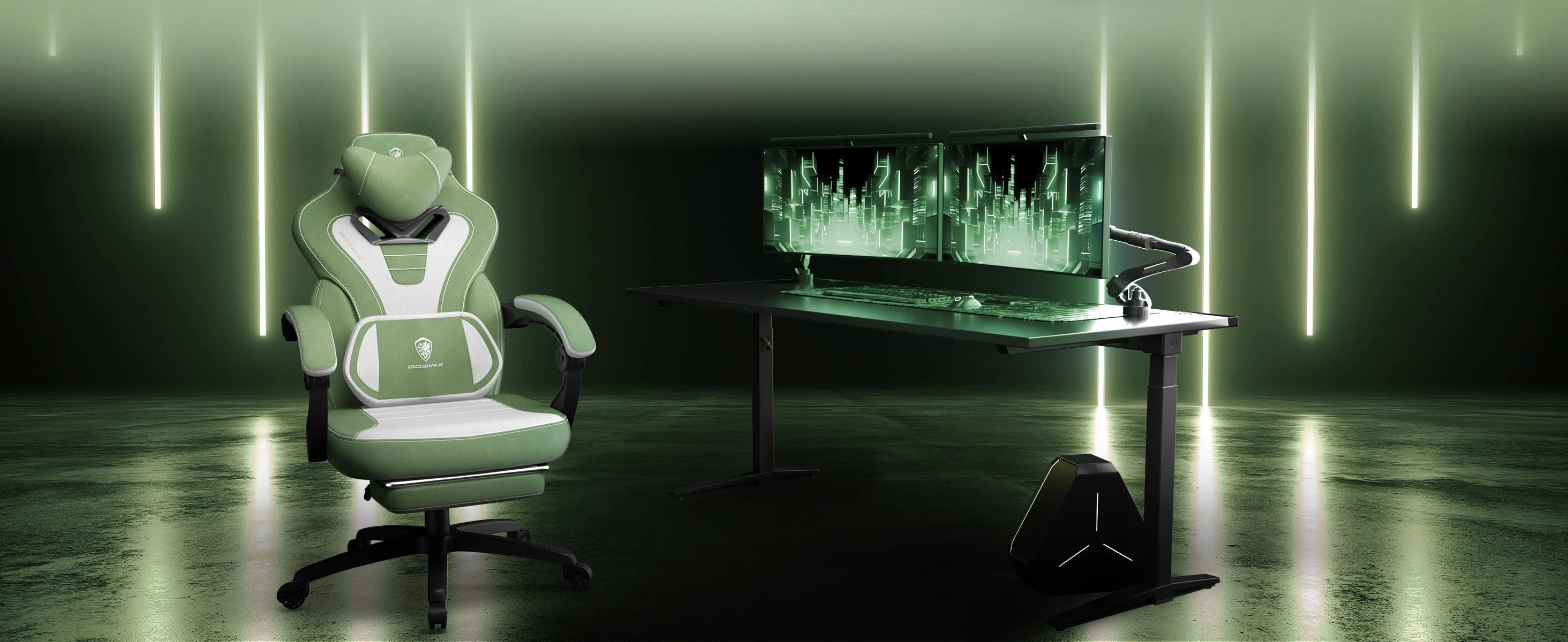 Dowinx Fabric Gaming Chair with Footrest for Big and Tall Gamers - Platinum-Level Office Chairs