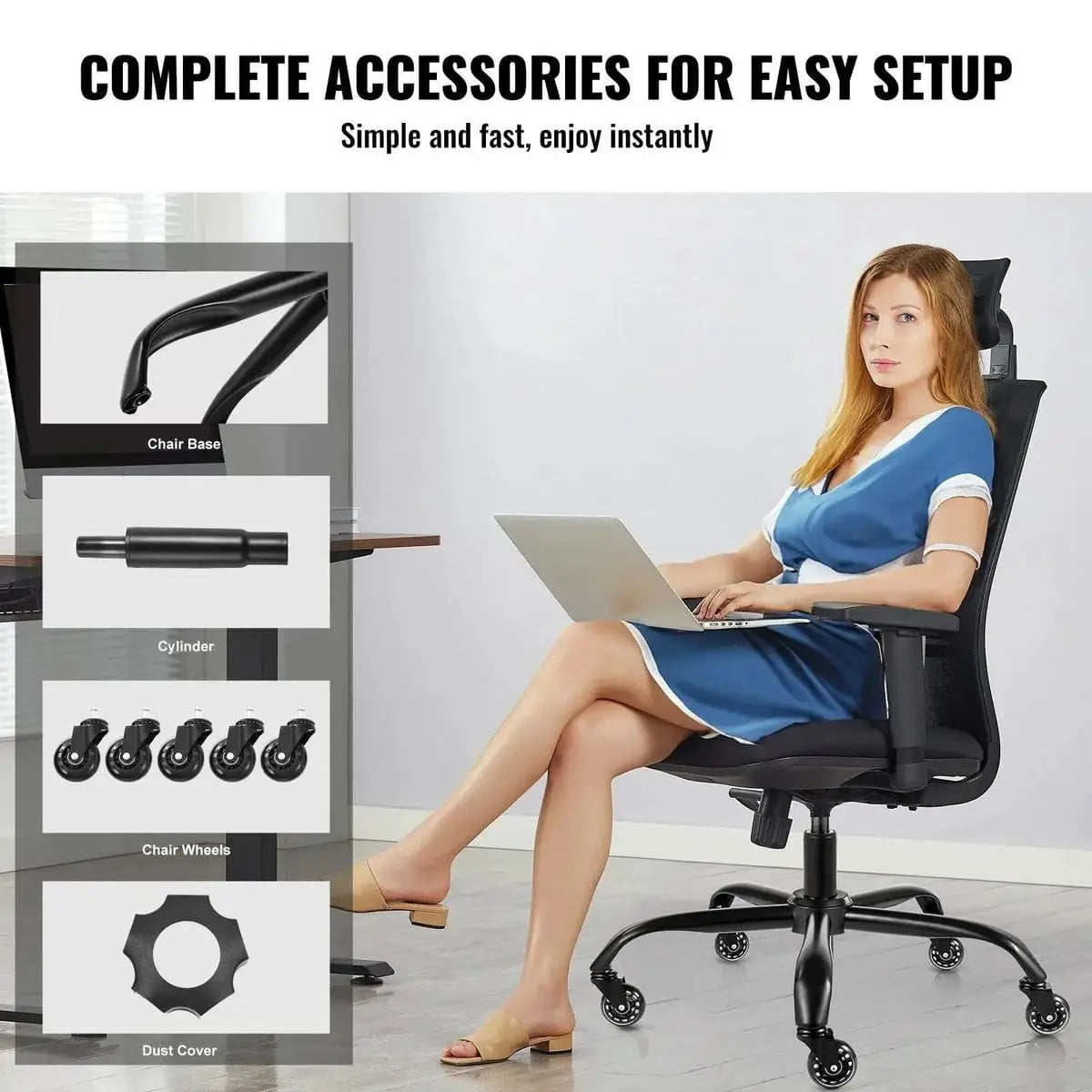 Black 28-inch heavy-duty office chair base replacement for home use by Platinum-Level Office Chairs.