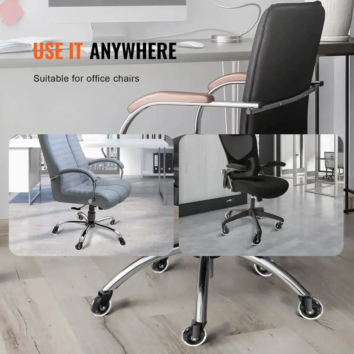 Heavy Duty Office Chair Wheels Set Of 5 3 Inch Casters Universal Fit - Platinum-Level Office Chairs