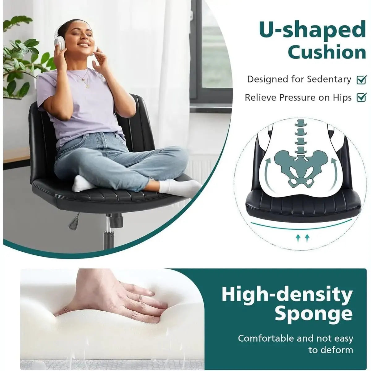 Black ergonomic task chair by Platinum-Level Office Chairs with adjustable height and replaceable seat for comfortable office seating.