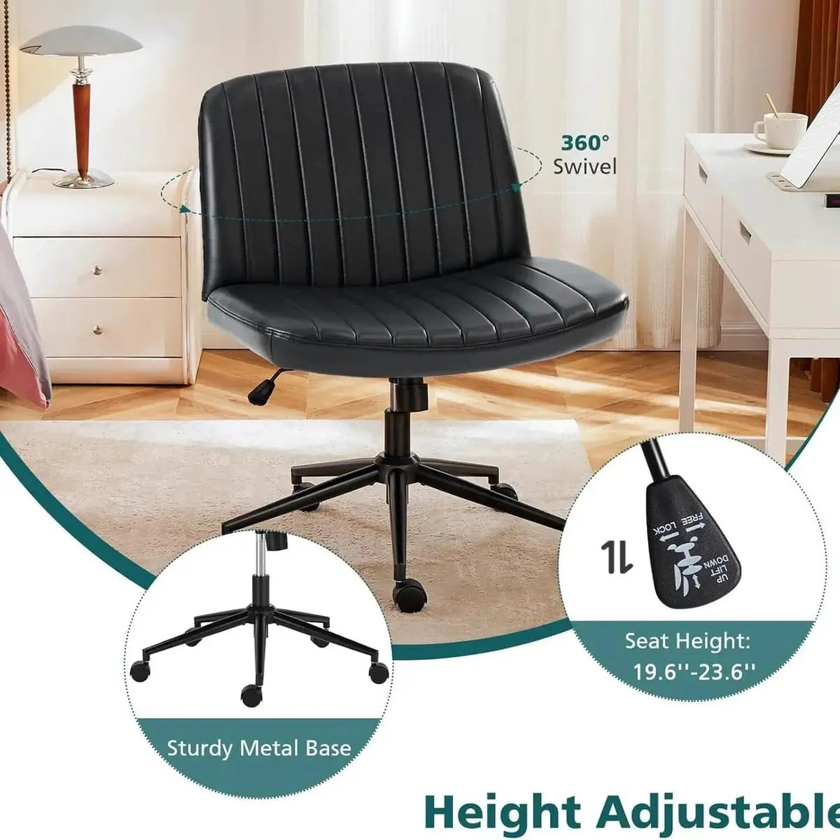 Black ergonomic task chair by Platinum-Level Office Chairs with adjustable height and replaceable components for comfortable office seating.