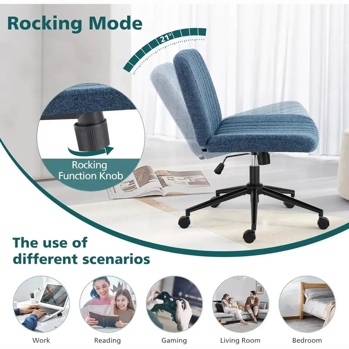 Blue ergonomic office task chair by Platinum-Level Office Chairs with height-adjustable swivel seat for comfortable seating.