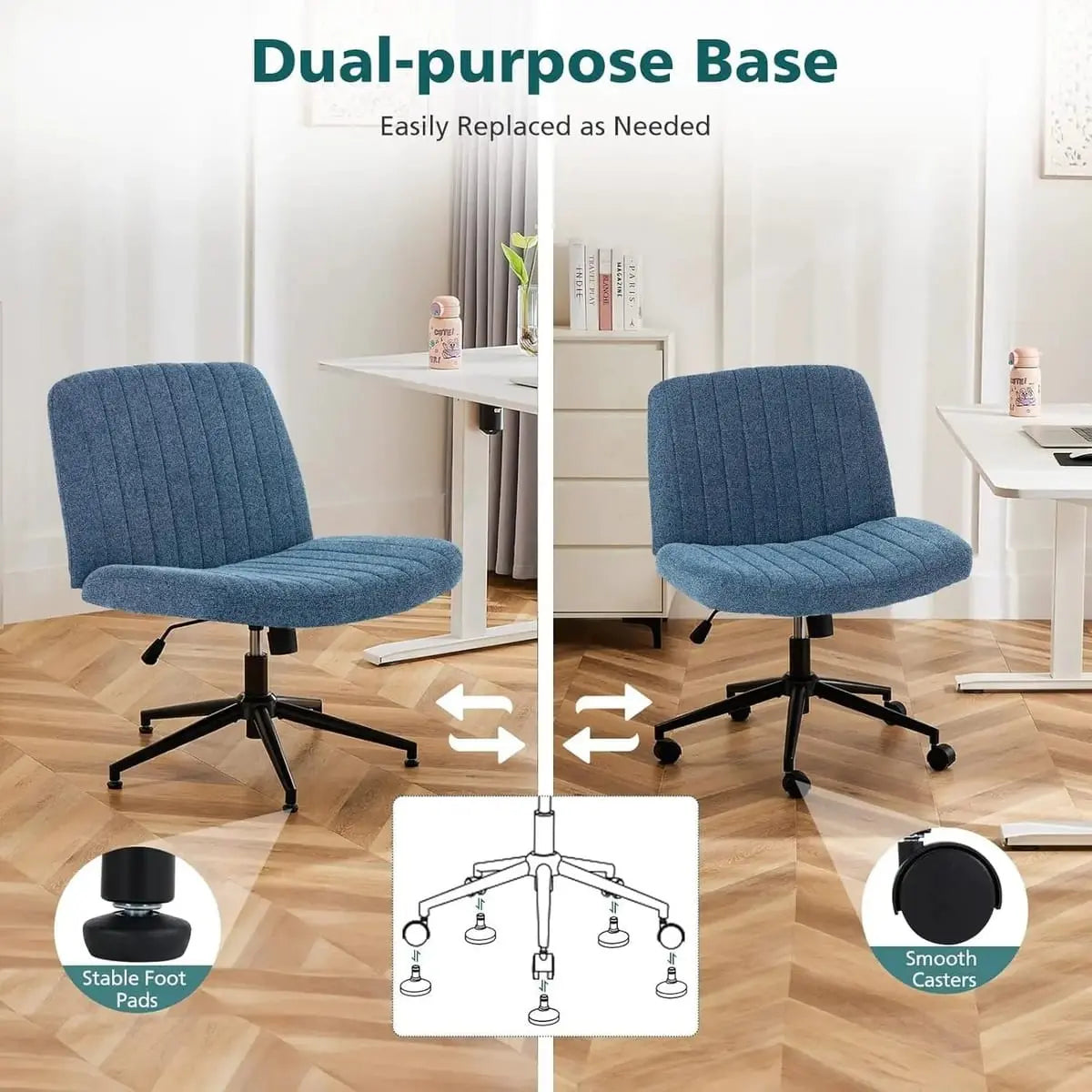 Blue ergonomic office task chair by Platinum-Level Office Chairs with height adjustment and swivel seat for comfortable seating.