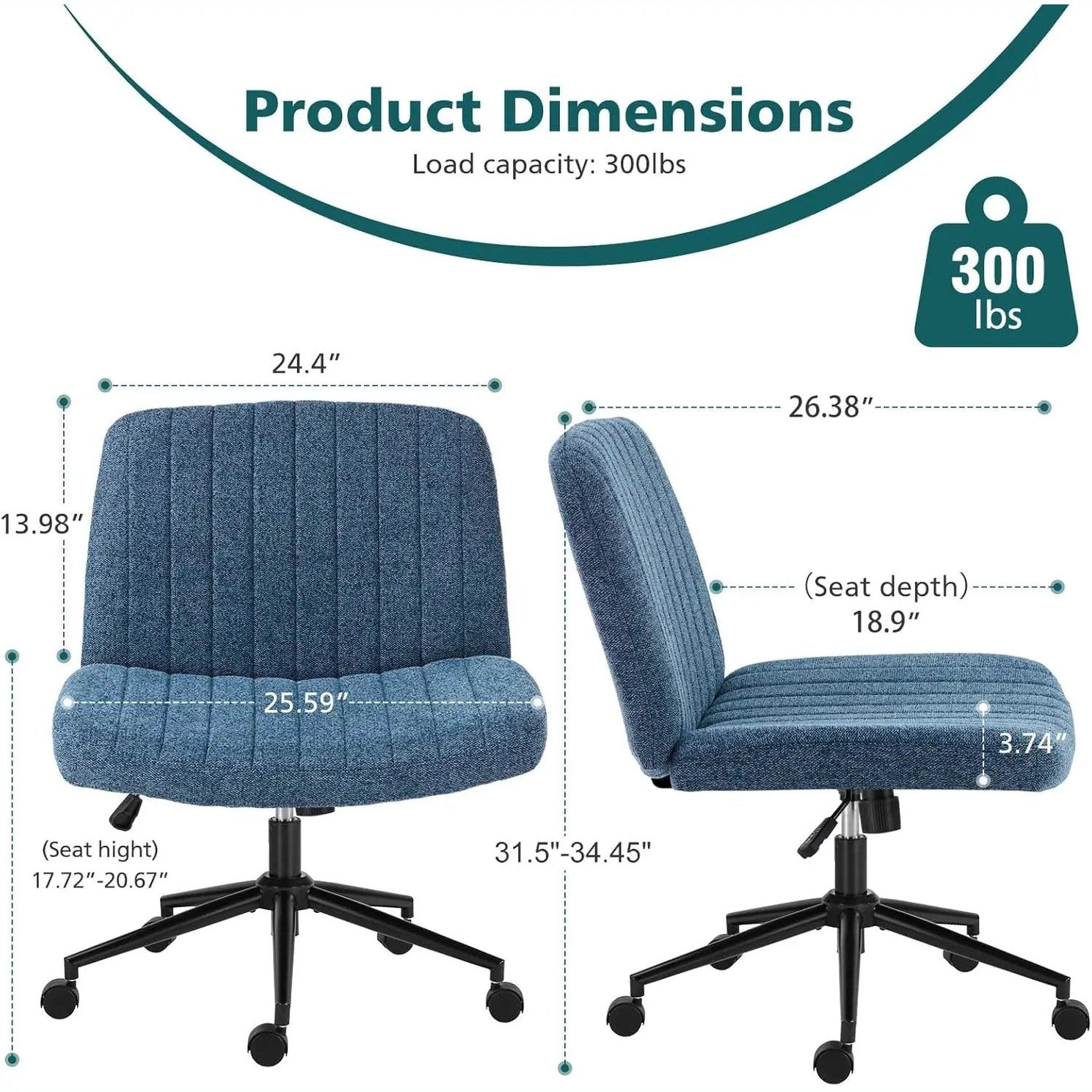 Blue ergonomic office task chair by Platinum-Level Office Chairs with adjustable height and swivel seat for comfortable seating.