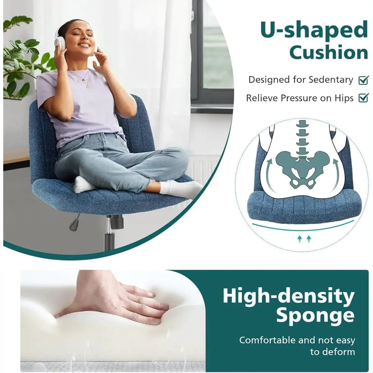 Blue ergonomic office task chair by Platinum-Level Office Chairs with height adjustment and swivel seat for comfortable seating.