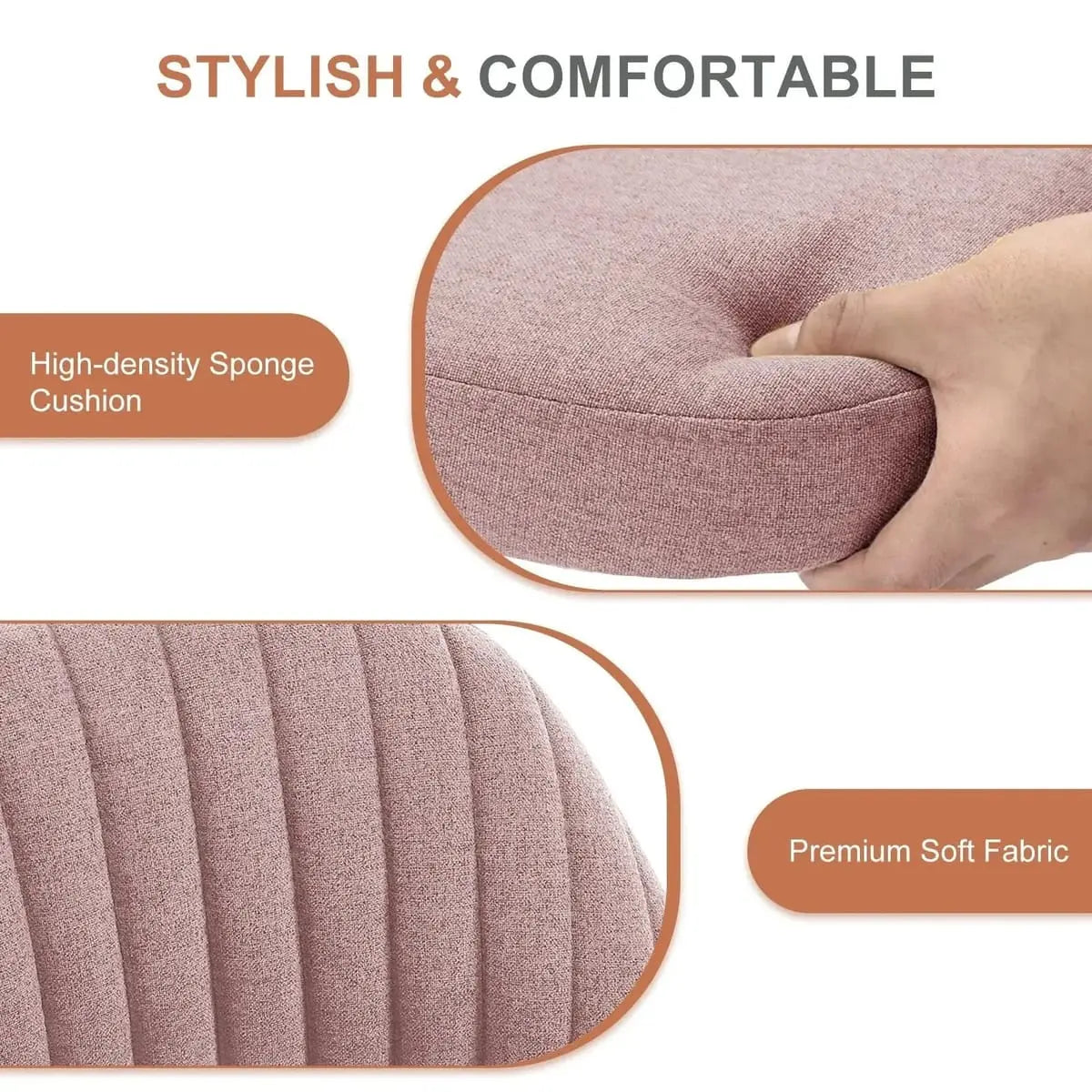 Pink fabric armless swivel office chair with wheels from Platinum-Level Office Chairs, designed for home office comfort.