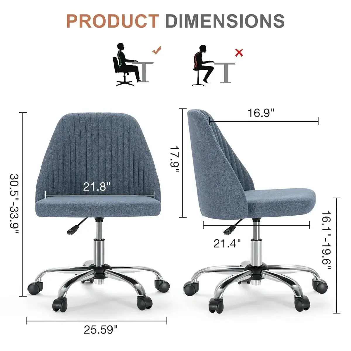 Pink fabric armless swivel office chair with wheels, designed for home office, from Platinum-Level Office Chairs.