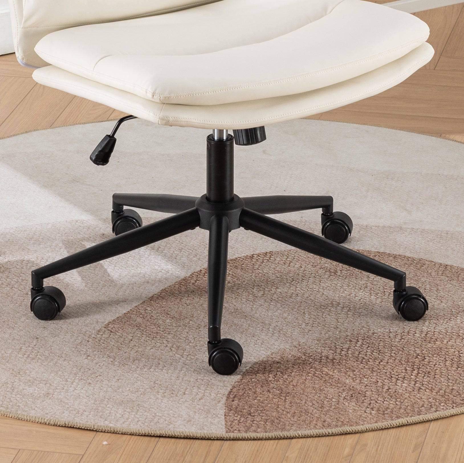 Bizerte Adjustable Swivel Criss-Cross Office and Vanity Chair with Wide Seat, White - Platinum-Level Office Chairs