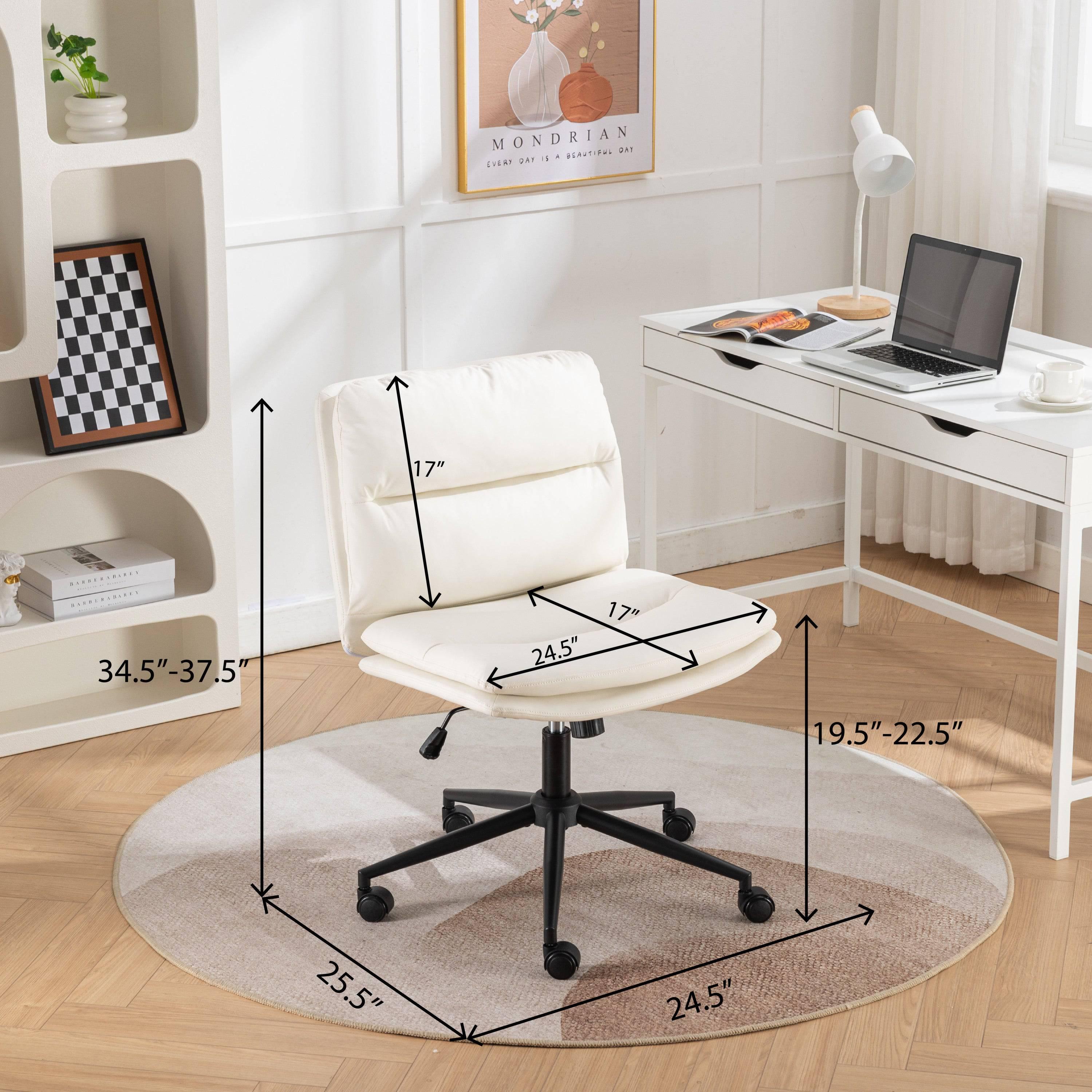 Bizerte Adjustable Swivel Criss-Cross Office and Vanity Chair with Wide Seat, White - Platinum-Level Office Chairs