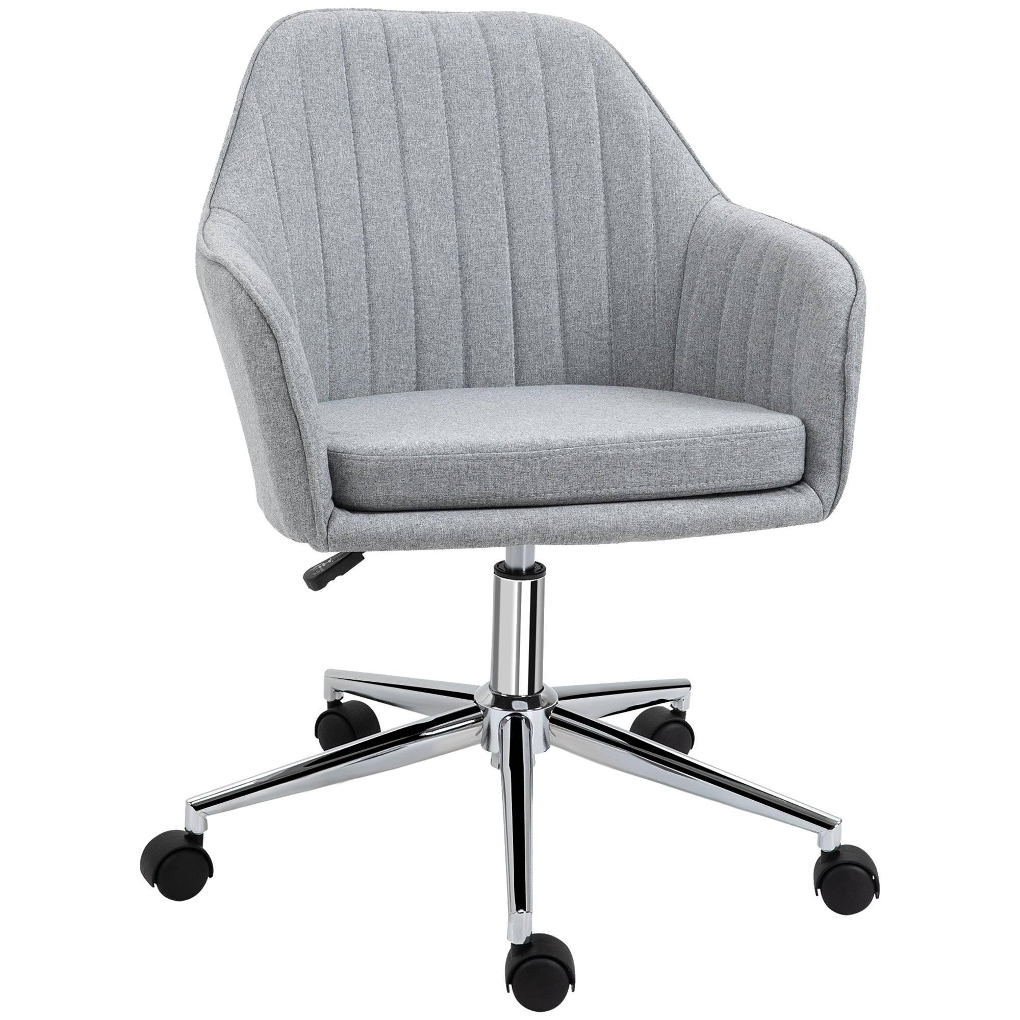 Elegant Gray Mid-Back Swivel Task Chair with Tub Design for Home Office and Living Room - Platinum-Level Office Chairs