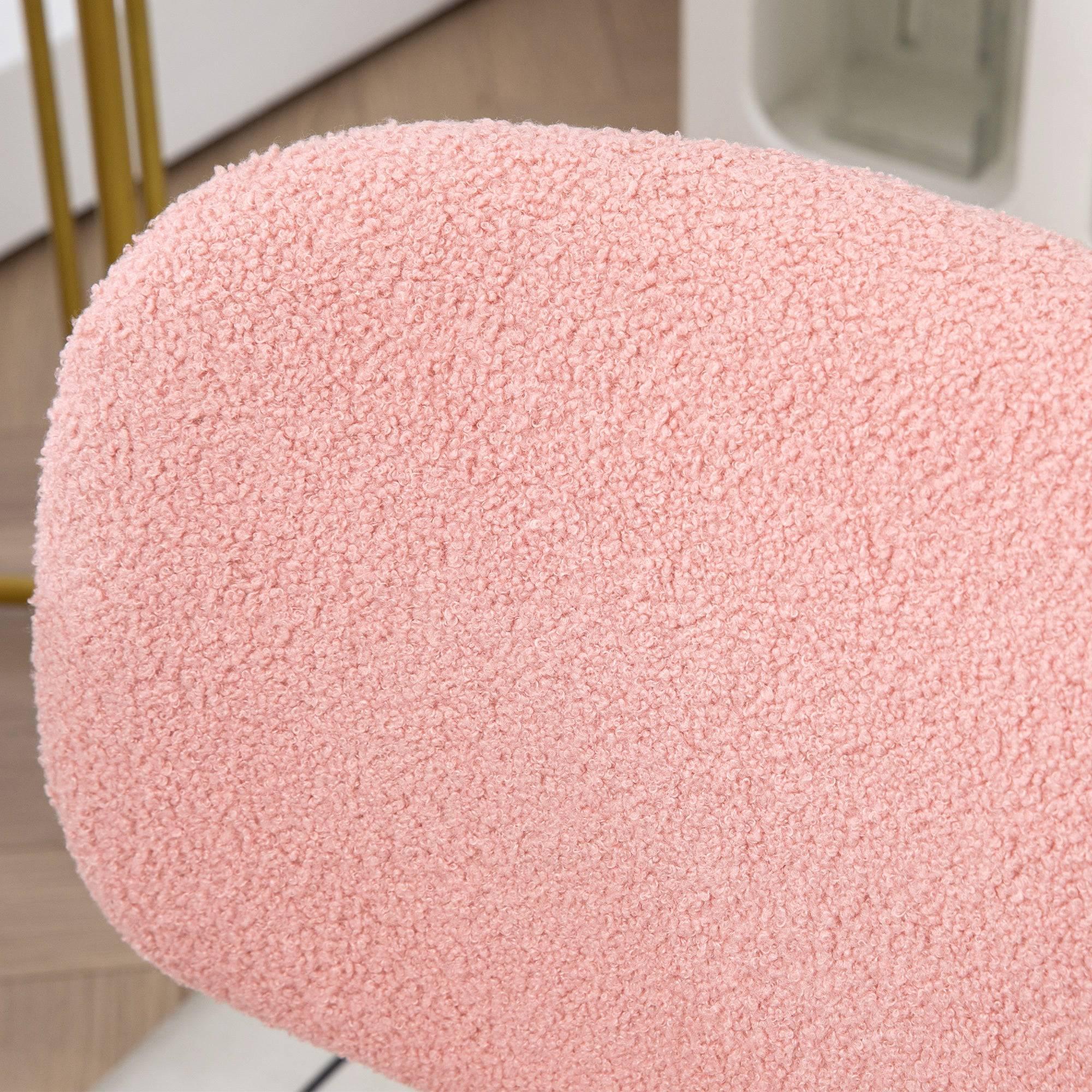 Charming Pink Armless Desk Chair with Soft Teddy Fleece - Platinum-Level Office Chairs