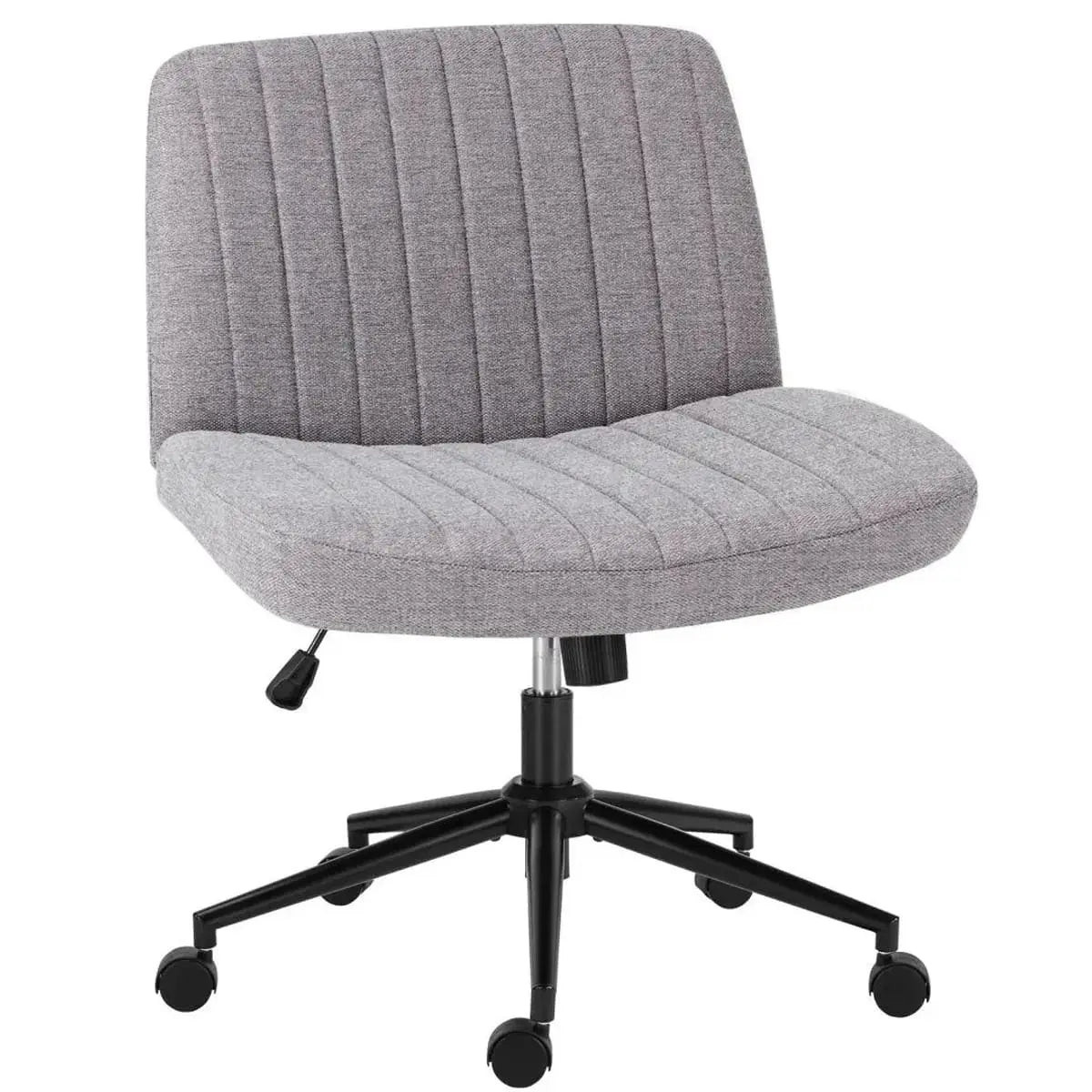 Gray ergonomic office task chair by Platinum-Level Office Chairs with padded wide seat and adjustable height for comfort.