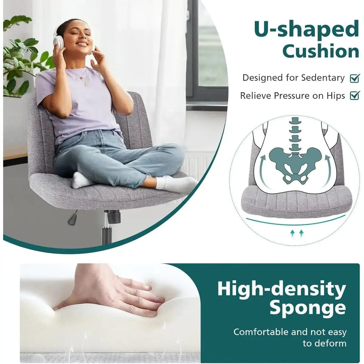Gray ergonomic office task chair with padded wide seat and adjustable height by Platinum-Level Office Chairs.