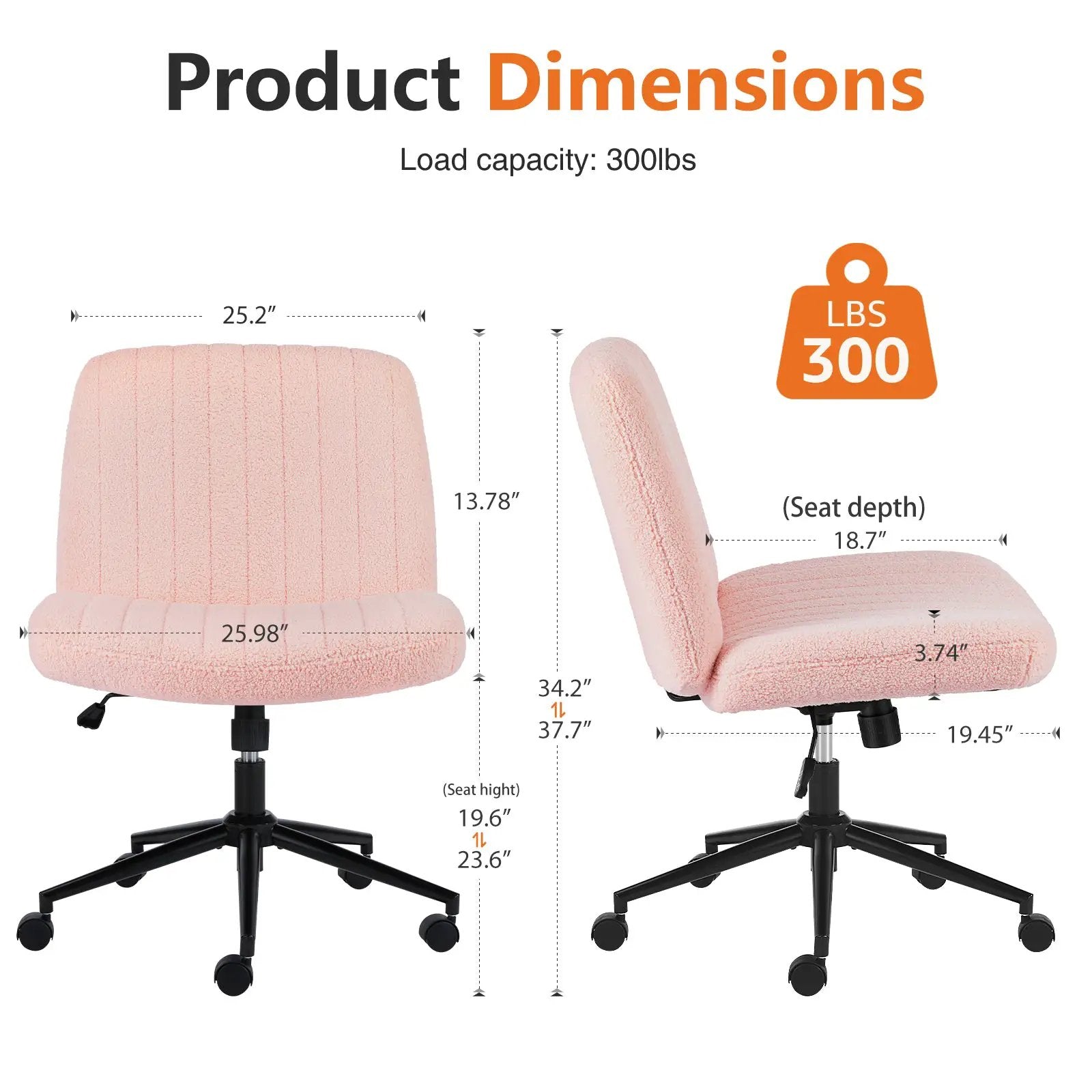 Lux pink velvet office task chair by Platinum-Level Office Chairs with swivel and height-adjustable seat for comfortable seating.