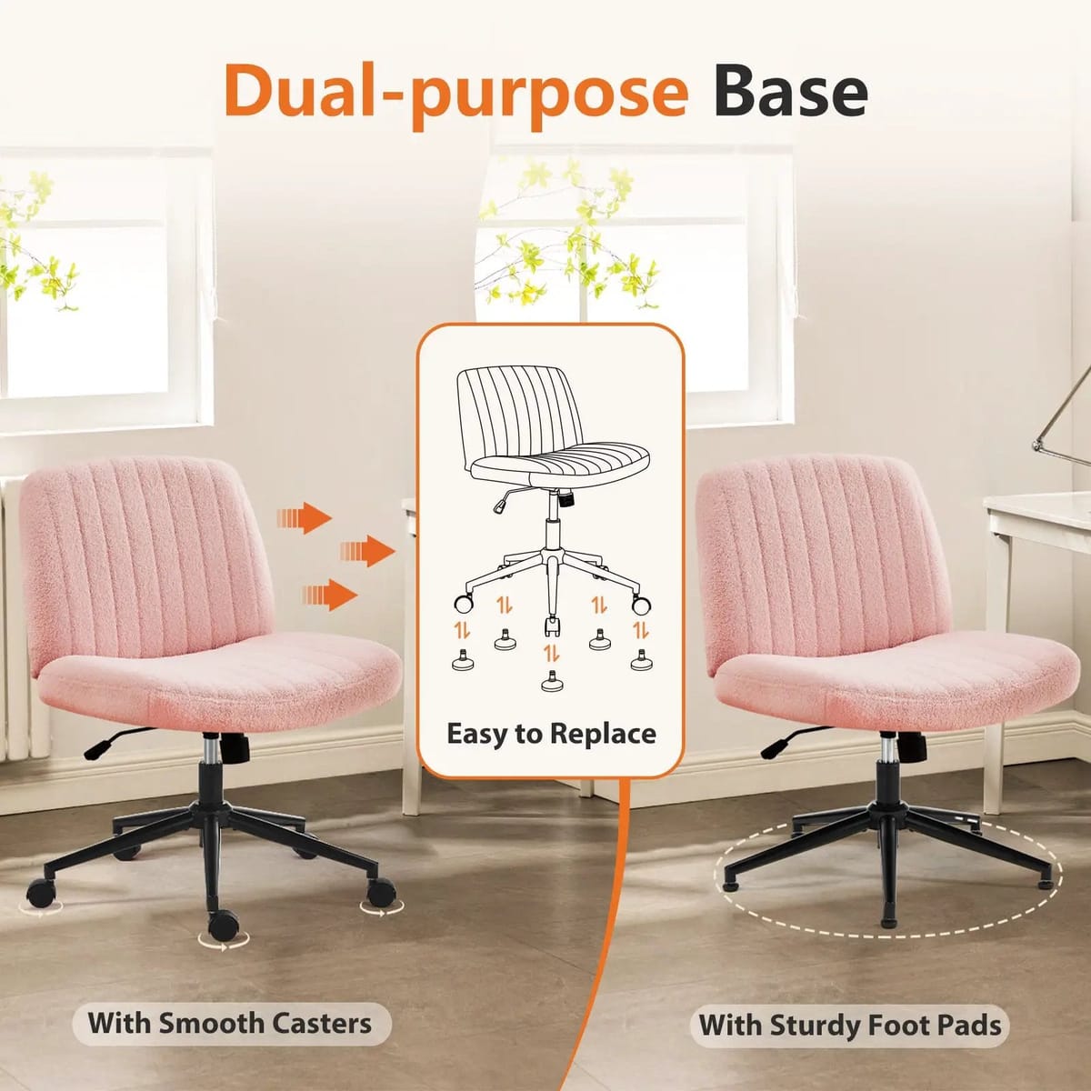 Lux pink velvet office chair with swivel and height adjustment, Platinum-Level Office Chairs task chair for modern workspace.