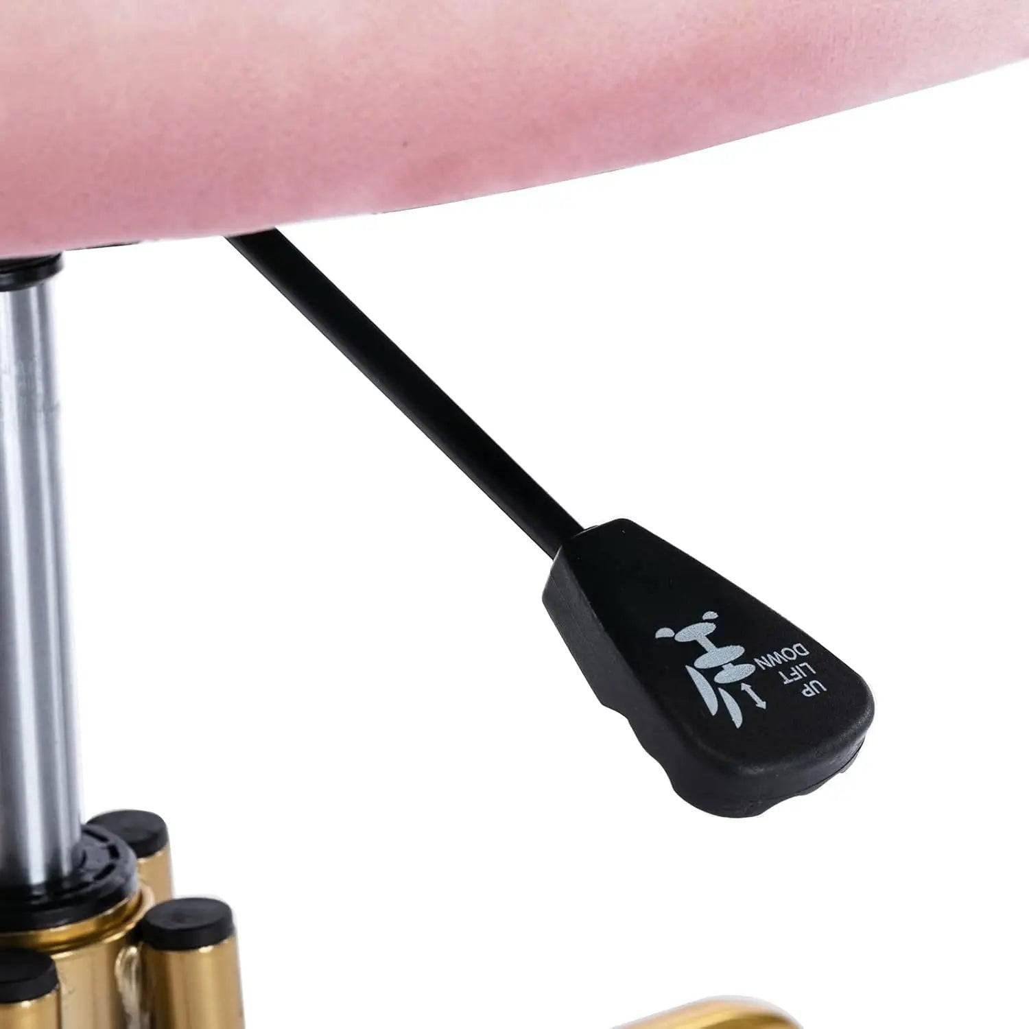 Chic Pink Velvet Heart Back Swivel Desk Chair with Wheels - Adjustable Home Office and Vanity Task Chair - Platinum-Level Office Chairs