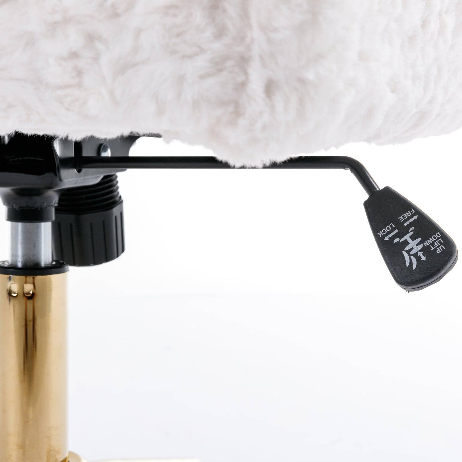 Beige Velvet Office Chair with Golden Base, Adjustable Swivel Design and Reclining Feature - Platinum-Level Office Chairs