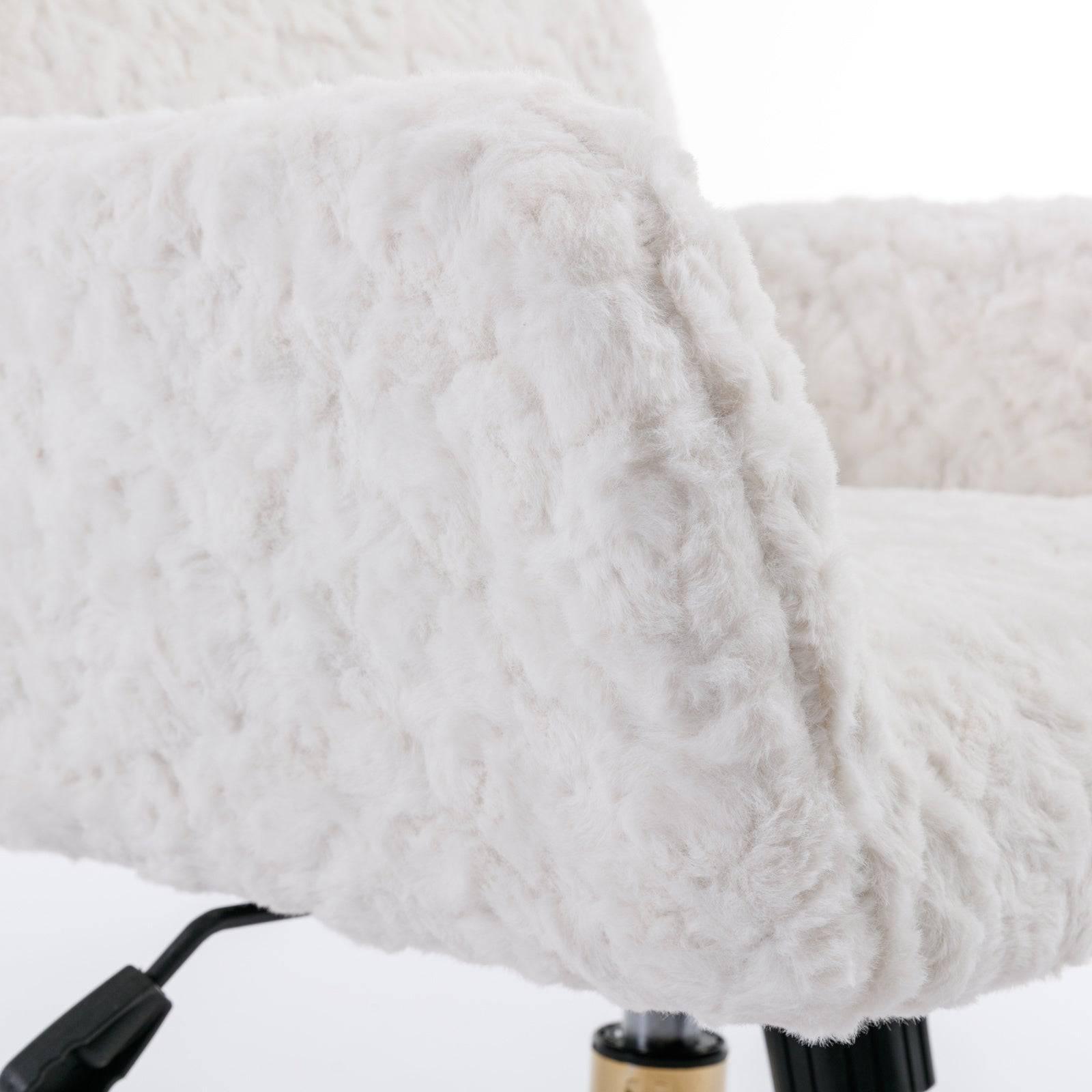 Beige Velvet Office Chair with Golden Base, Adjustable Swivel Design and Reclining Feature - Platinum-Level Office Chairs