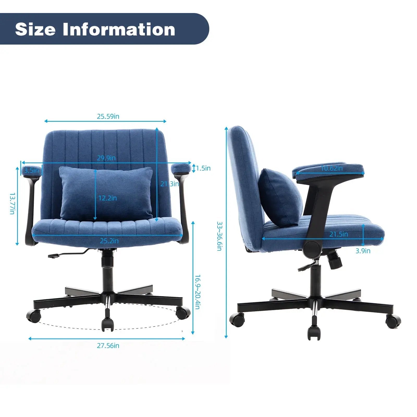 Blue Velvet Office Chair With Armrests And Memory Foam by Platinum-Level Office Chairs