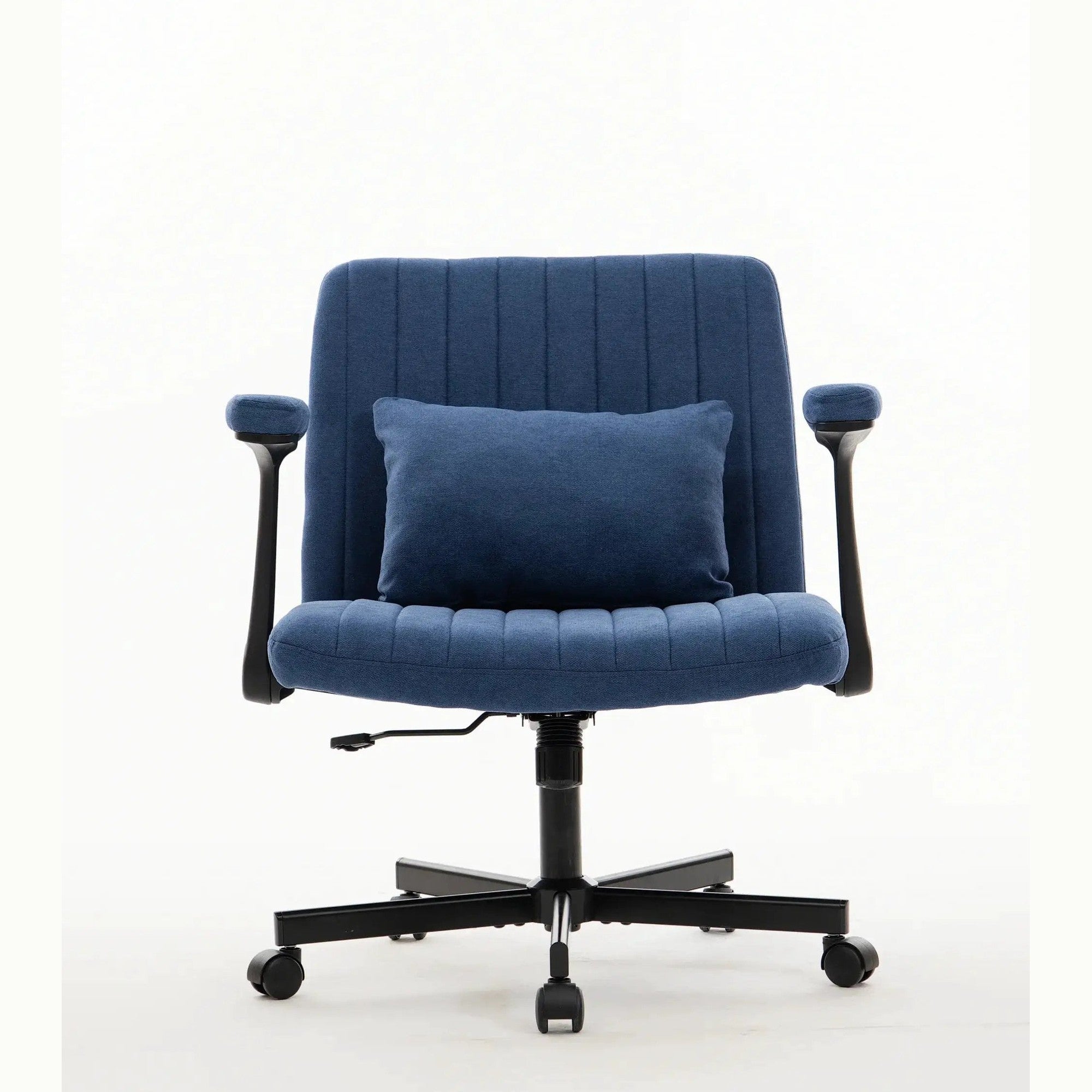 Blue velvet office chair with armrests and memory foam cushion, stylish Platinum-Level Office Chairs for home office comfort