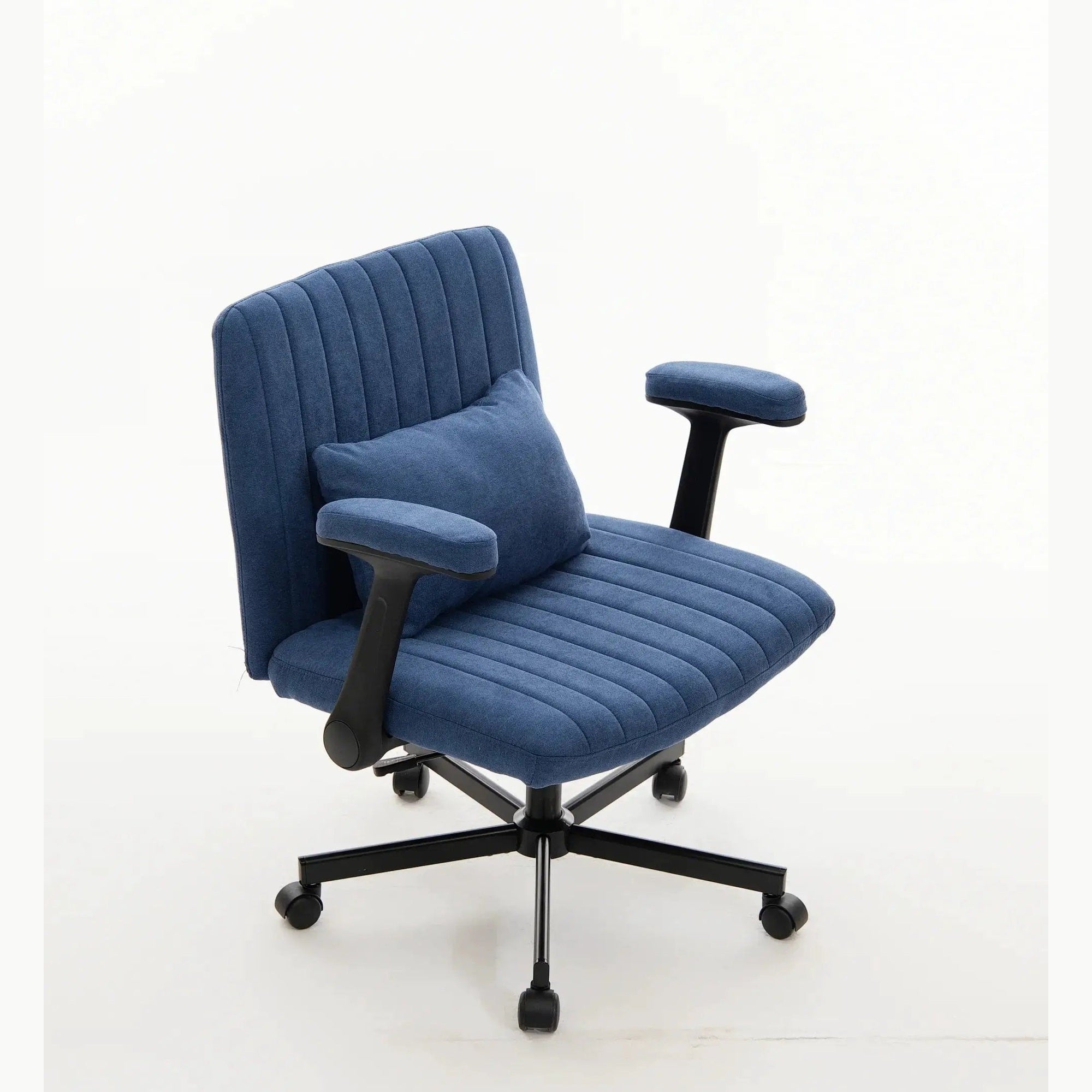 Blue velvet office chair with armrests and memory foam, by Platinum-Level Office Chairs, suitable for home office comfort and style.