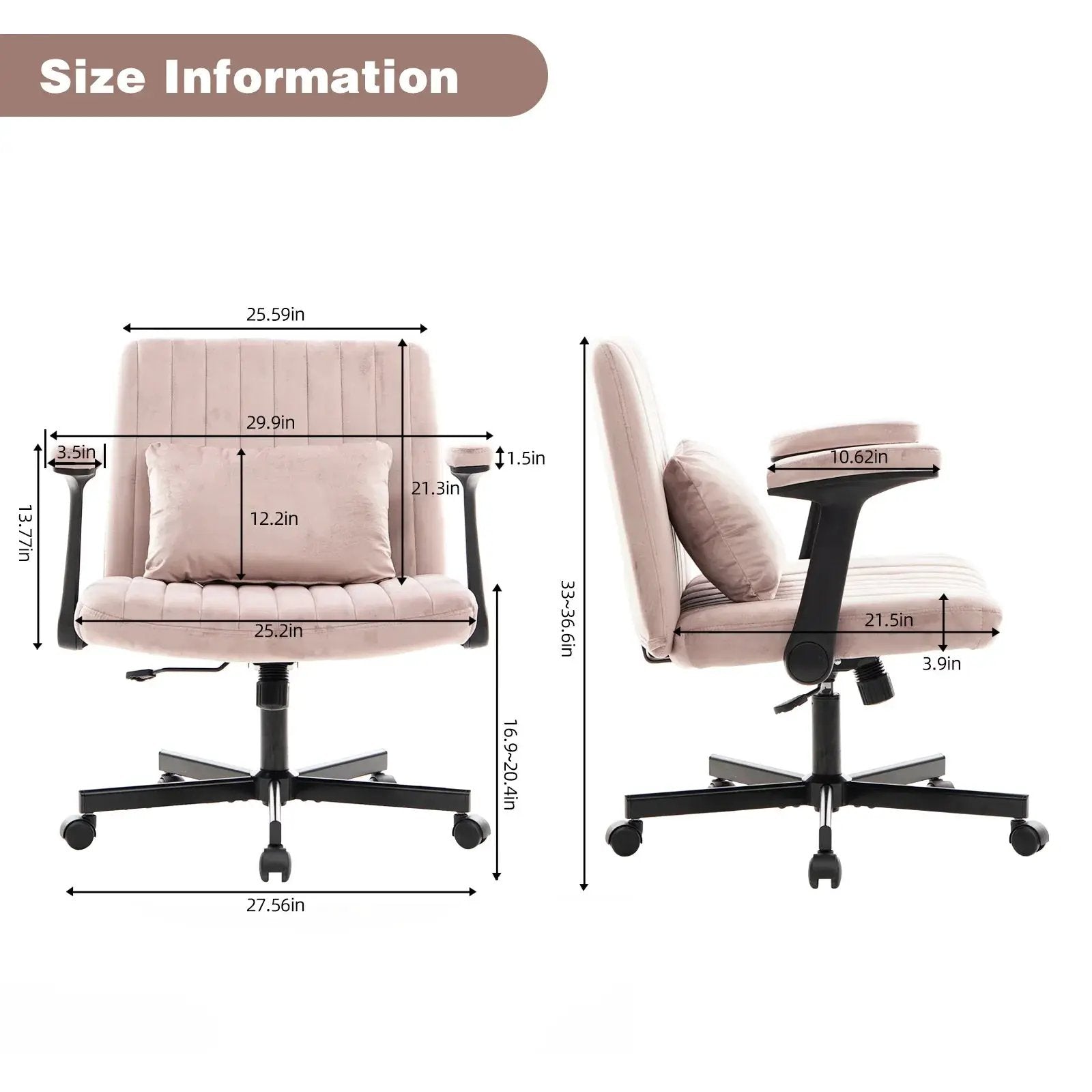 Dark pink velvet office chair with criss-cross armrests, wheels, and memory foam cushion by Platinum-Level Office Chairs.