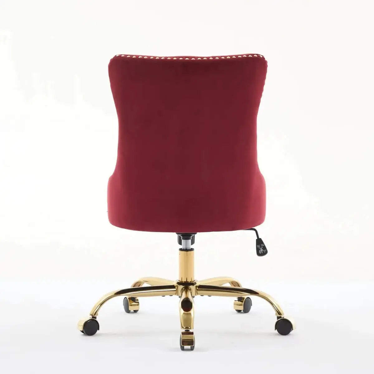 Wine Red Velvet Tufted Office Chair with Gold Swivel Base and American Design Elegance - Platinum-Level Office Chairs