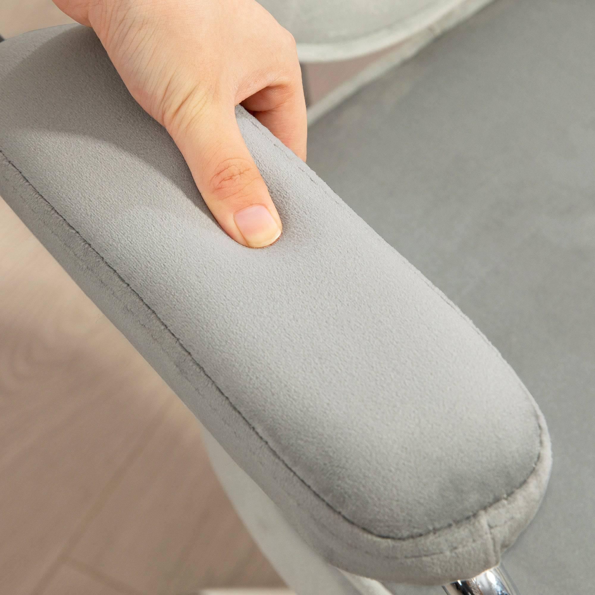 Chic Gray Velvet Home Office Swivel Chair with Rhinestone Accents - Platinum-Level Office Chairs