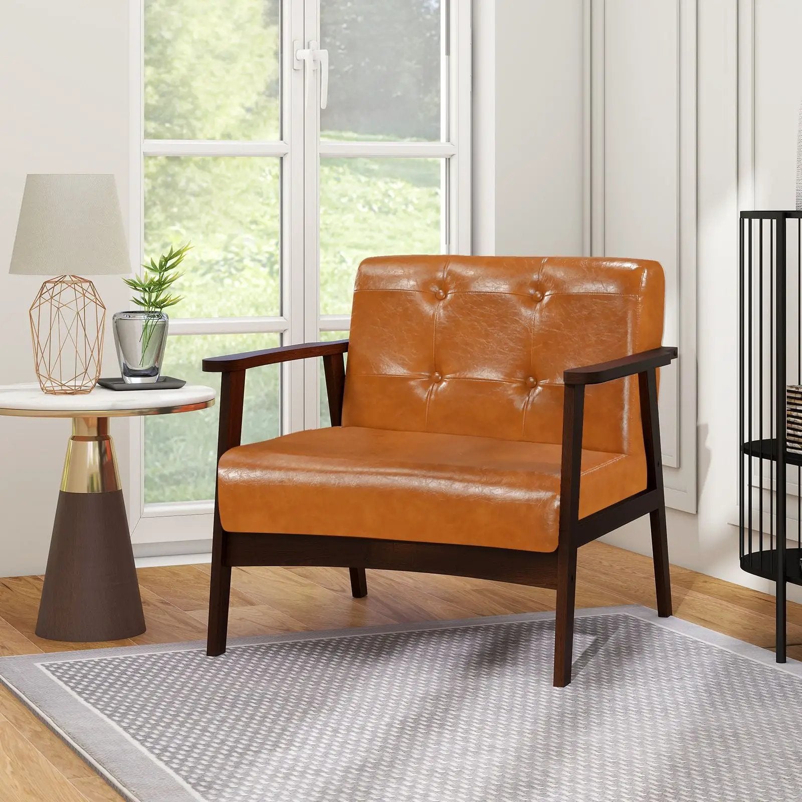 Walnut oversized ergonomic accent chair with soft armrests, ideal for living rooms, by Platinum-Level Office Chairs.