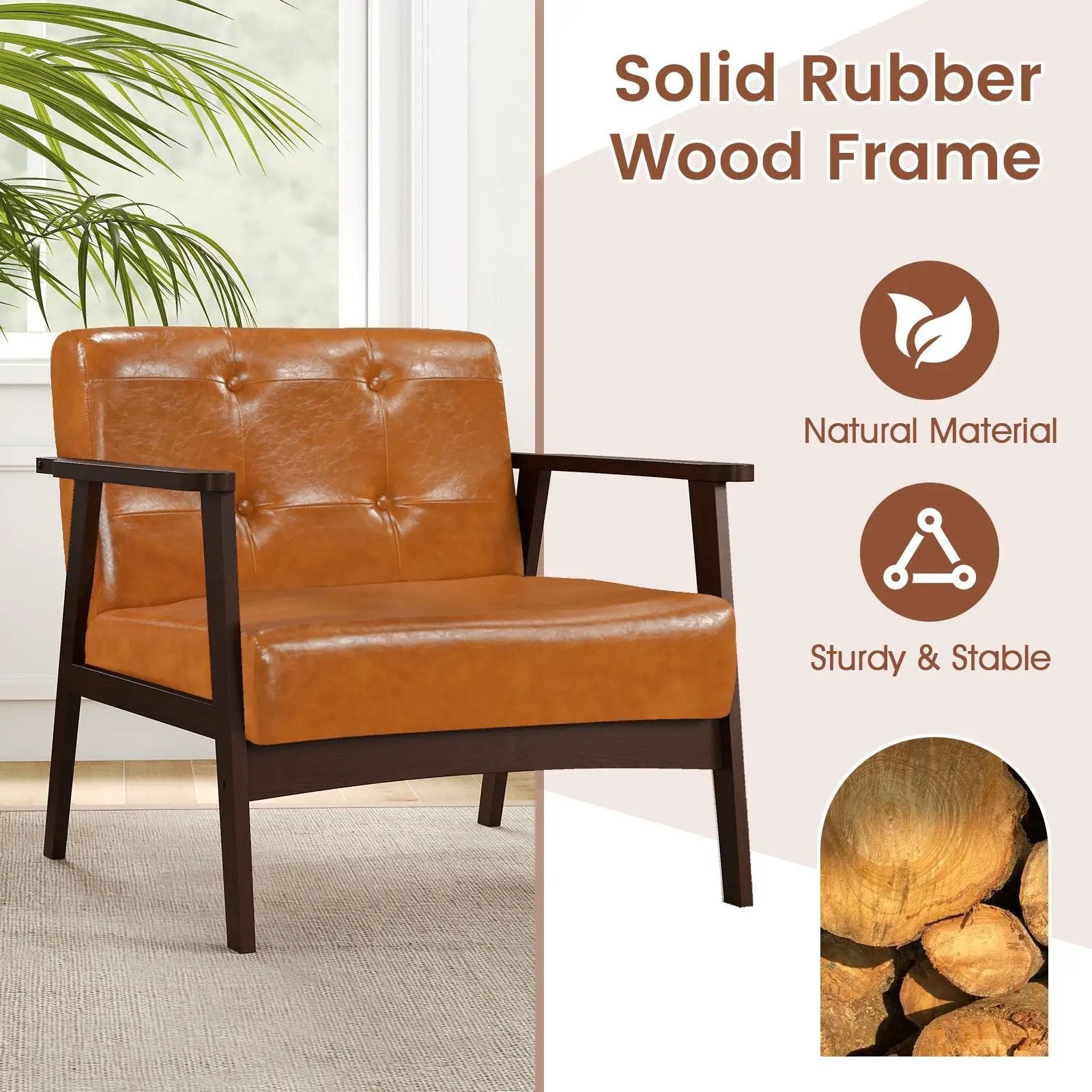 Walnut oversized ergonomic accent chair with soft armrests, designed for living rooms by Platinum-Level Office Chairs.
