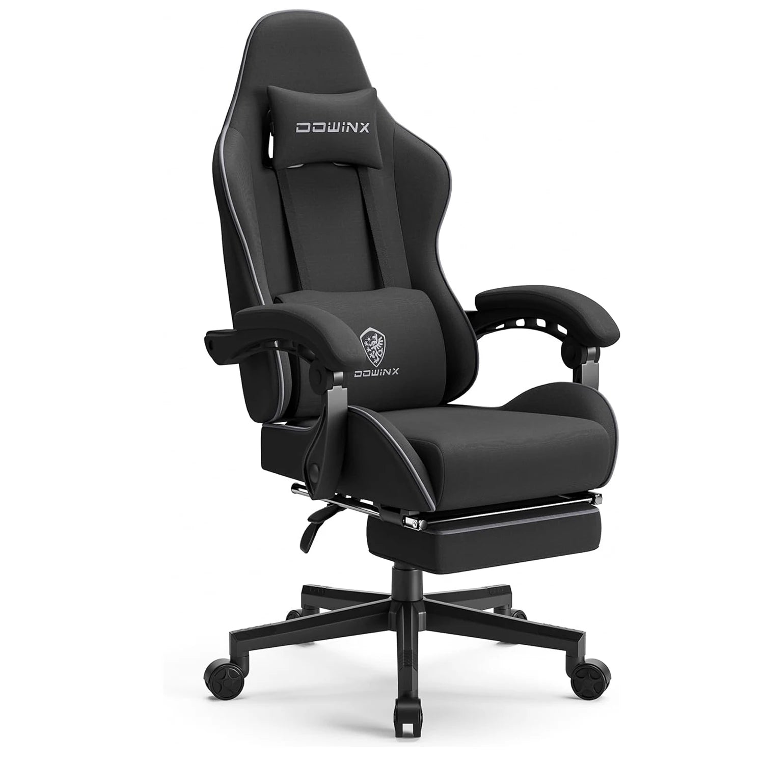Dowinx Gaming Chair Fabric with Pocket Spring Cushion and Footrest - Platinum-Level Office Chairs