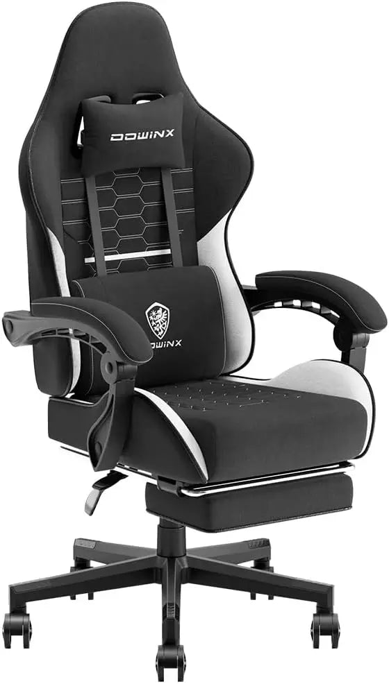 Dowinx Gaming Chair Fabric with Pocket Spring Cushion and Footrest - Platinum-Level Office Chairs