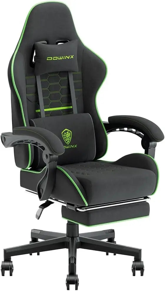 Dowinx Gaming Chair Fabric with Pocket Spring Cushion and Footrest - Platinum-Level Office Chairs