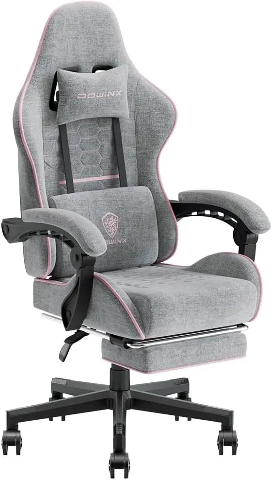 Dowinx Gaming Chair Fabric with Pocket Spring Cushion and Footrest - Platinum-Level Office Chairs