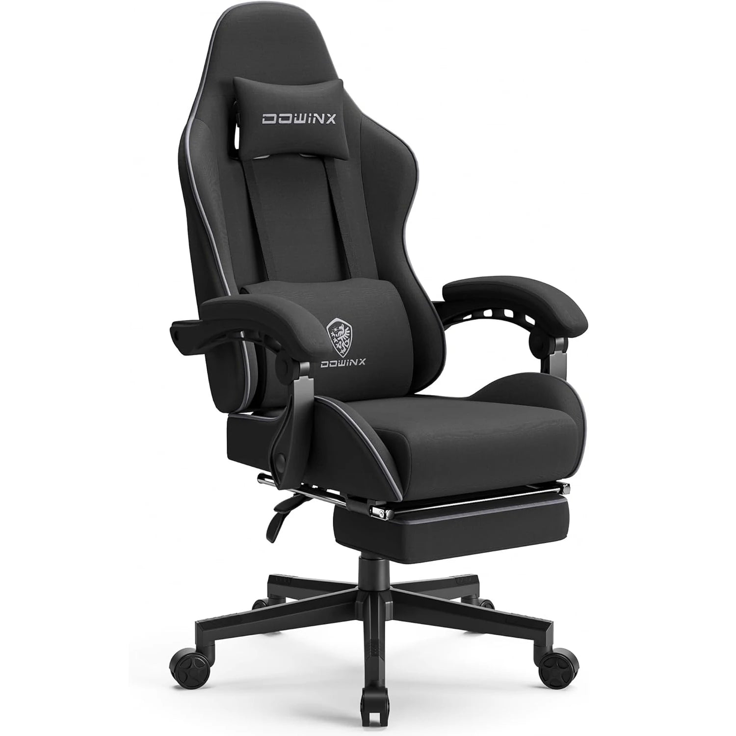 Dowinx Gaming Chair Fabric with Pocket Spring Cushion and Footrest - Platinum-Level Office Chairs