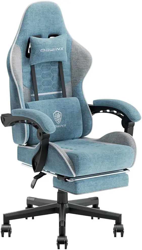 Dowinx Gaming Chair Fabric with Pocket Spring Cushion and Footrest - Platinum-Level Office Chairs
