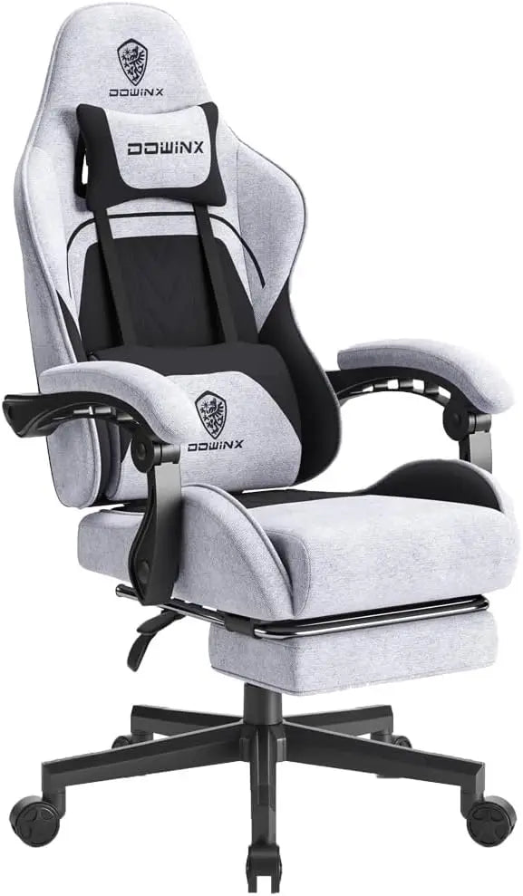 Dowinx Gaming Chair Fabric with Pocket Spring Cushion and Footrest - Platinum-Level Office Chairs