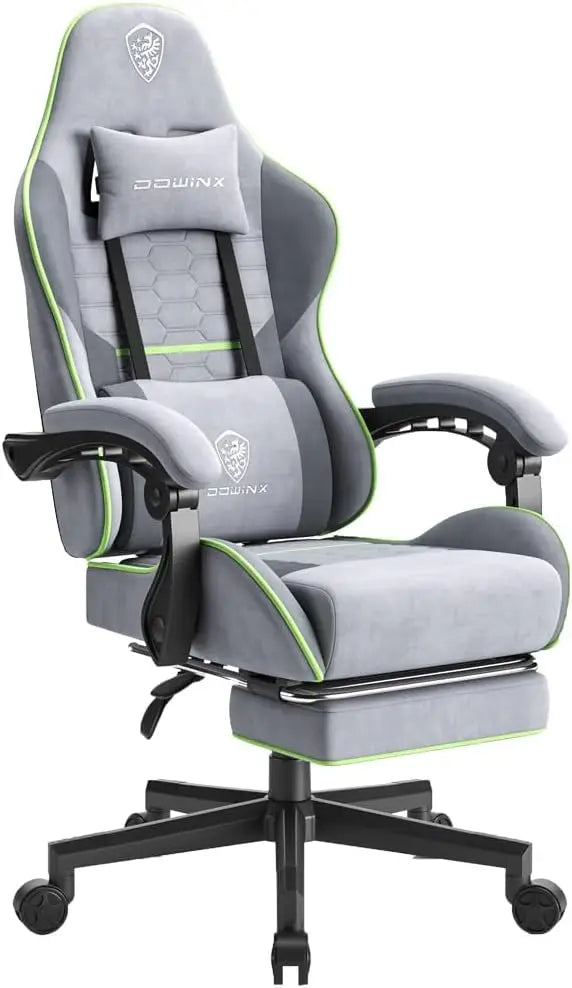 Dowinx Gaming Chair Fabric with Pocket Spring Cushion and Footrest - Platinum-Level Office Chairs