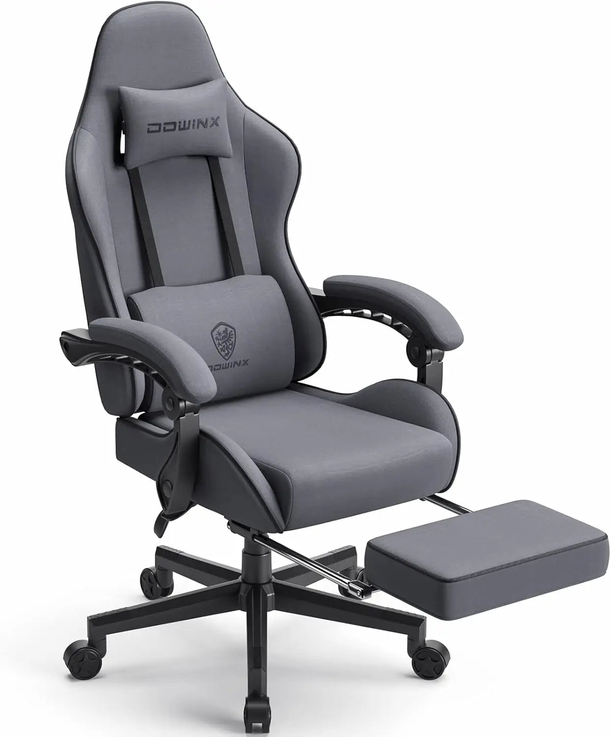 Dowinx Gaming Chair Fabric with Pocket Spring Cushion and Footrest - Platinum-Level Office Chairs