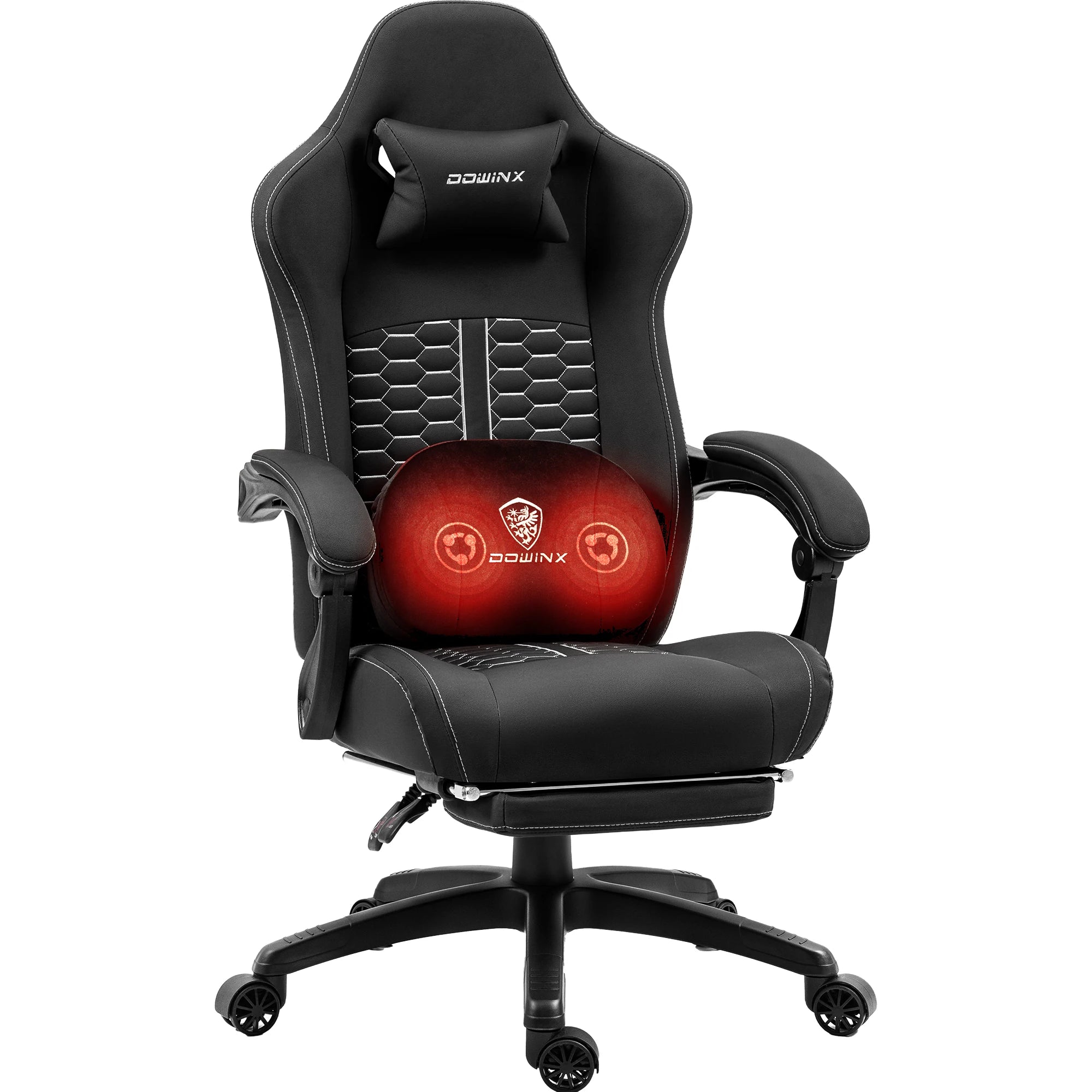 Dowinx Gaming Chair with Heated Massage Lumbar Support and Footrest - Platinum-Level Office Chairs