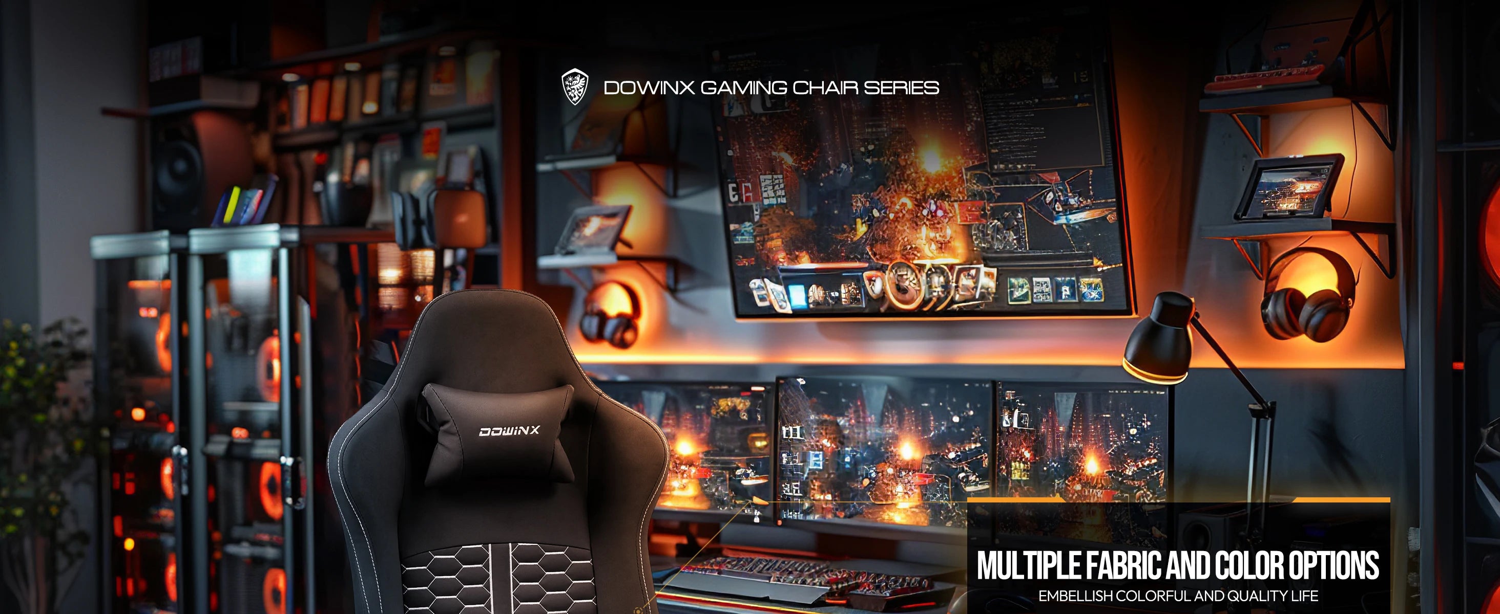 Dowinx Gaming Chair with Heated Massage Lumbar Support and Footrest - Platinum-Level Office Chairs