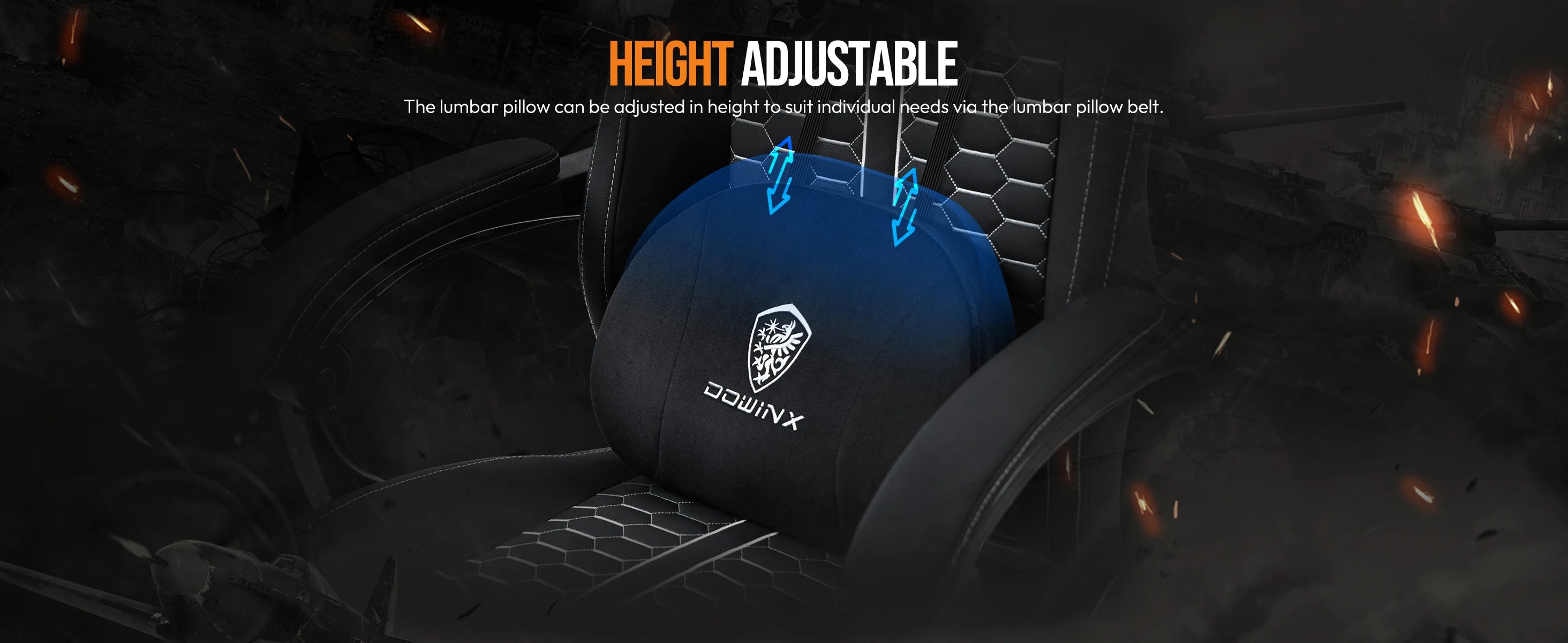 Dowinx Gaming Chair with Heated Massage Lumbar Support and Footrest - Platinum-Level Office Chairs