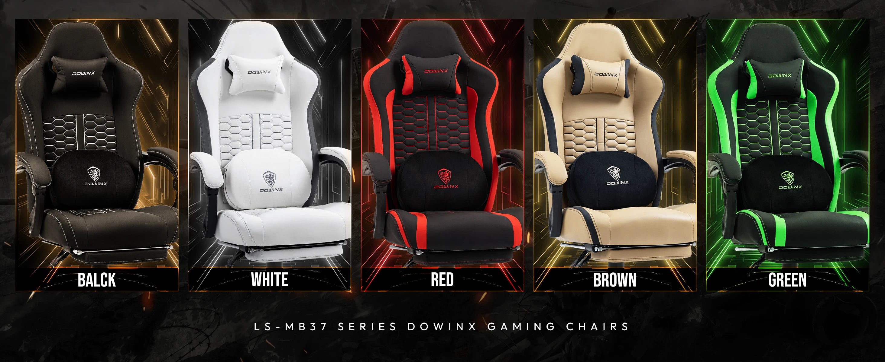 Dowinx Gaming Chair with Heated Massage Lumbar Support and Footrest - Platinum-Level Office Chairs