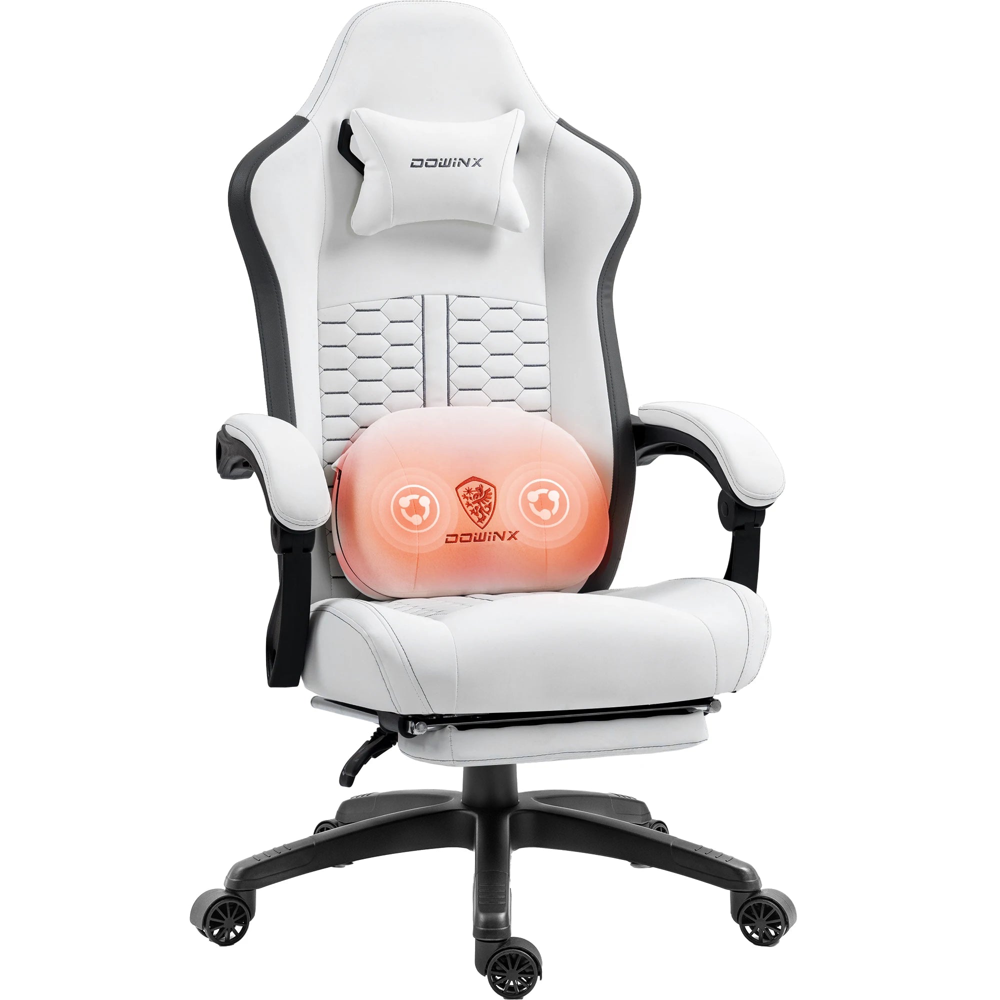 Dowinx Gaming Chair with Heated Massage Lumbar Support and Footrest - Platinum-Level Office Chairs