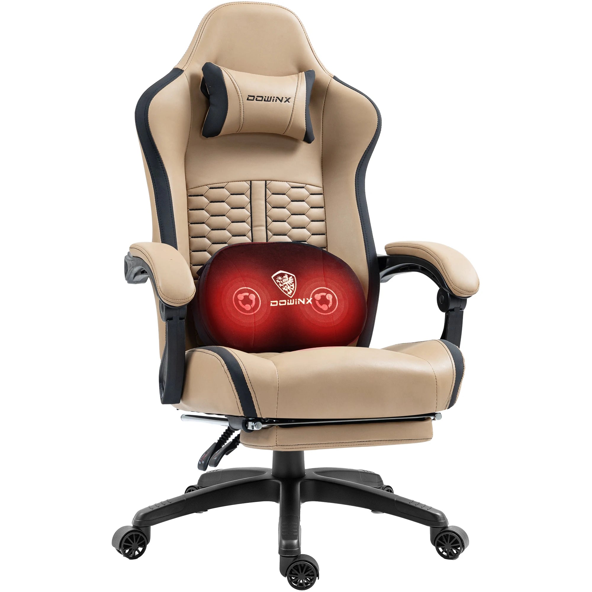 Dowinx Gaming Chair with Heated Massage Lumbar Support and Footrest - Platinum-Level Office Chairs